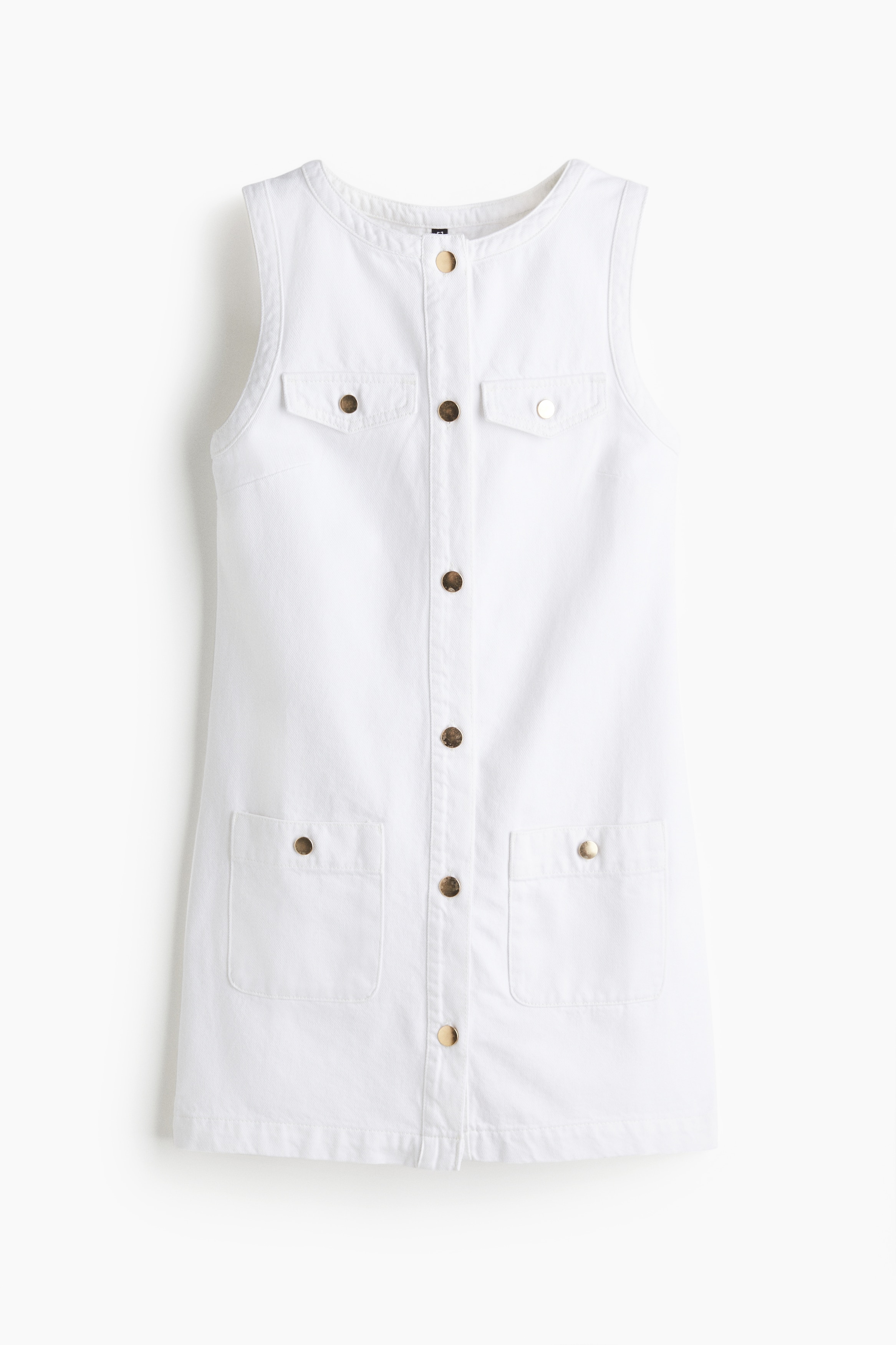 Sleeveless Denim Dress - White/Dark denim blue