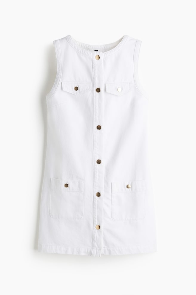 Sleeveless Denim Dress - White/Dark denim blue - 1