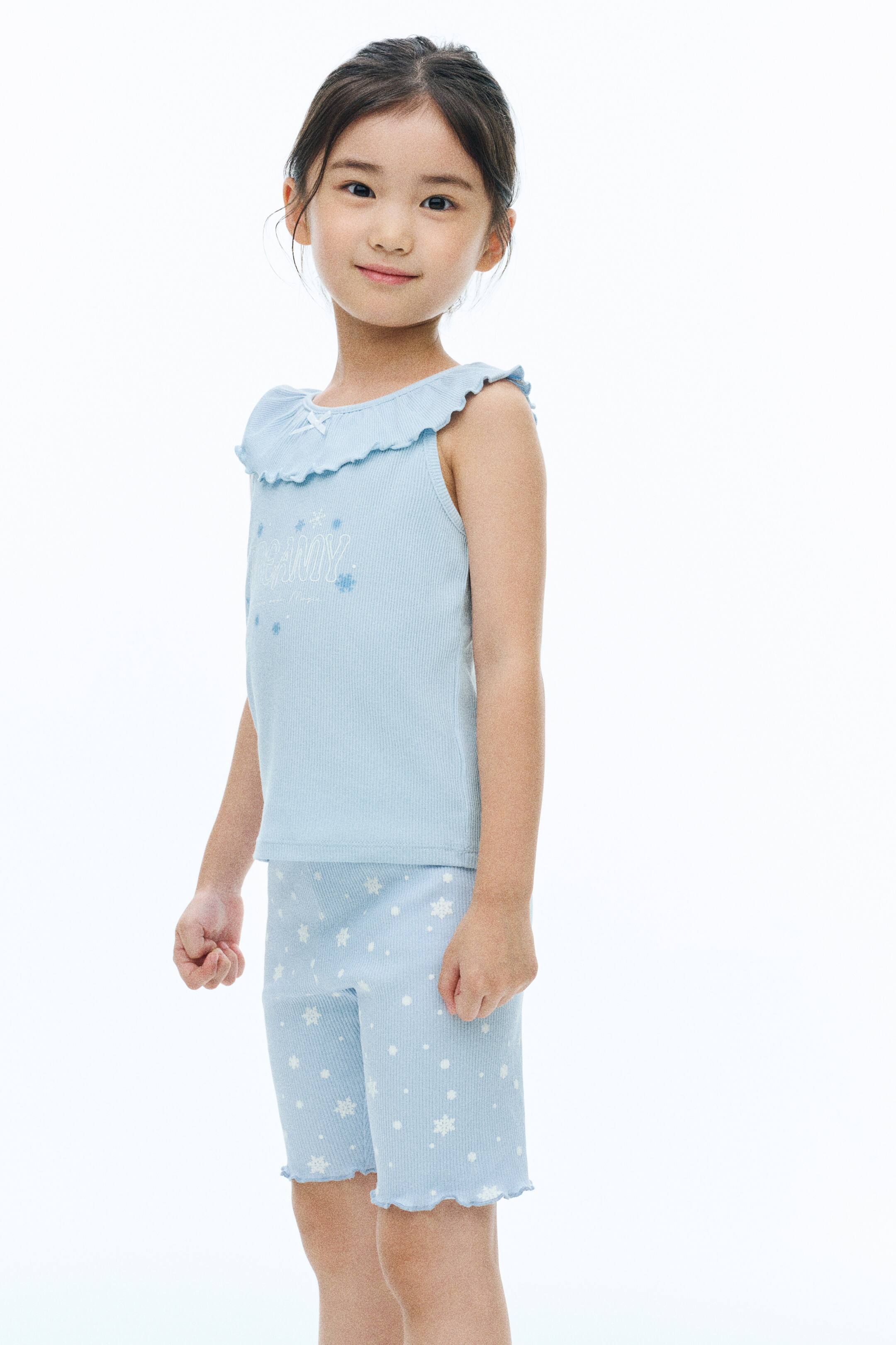 View larger image: Flounce-trimmed cotton top - Light blue/Dreamy - Kids | H&M 1