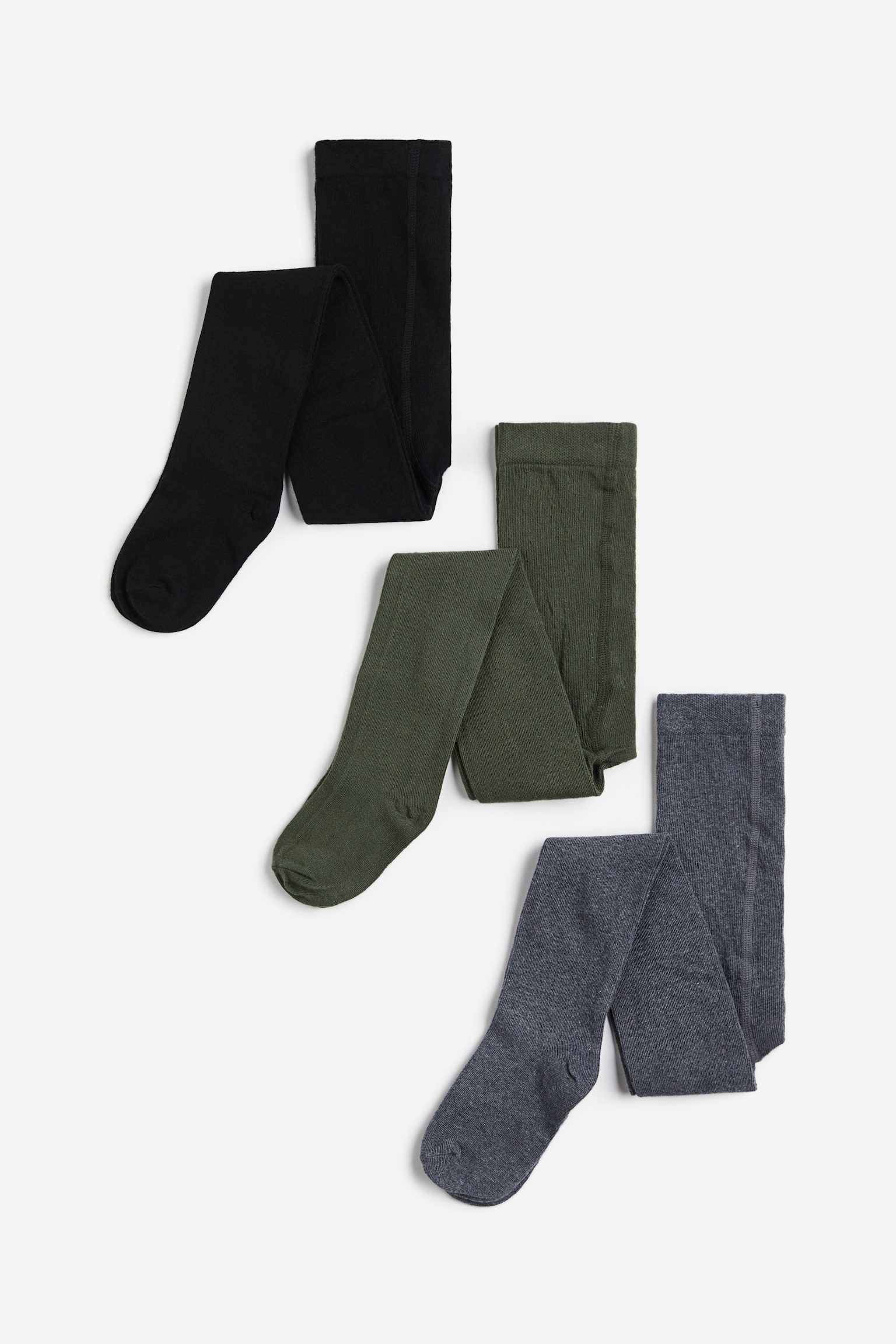 3-pack Fine Knit Tights - Dark green/Dark grey/Black - 1