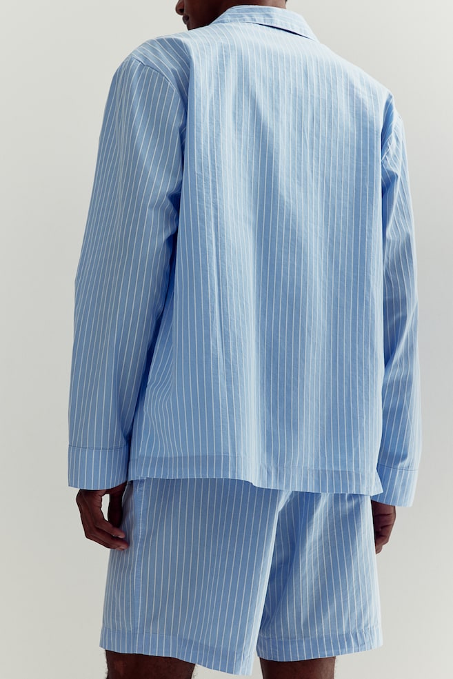 Pyjamas i poplin - Lys blå/Hvit stripet - 4