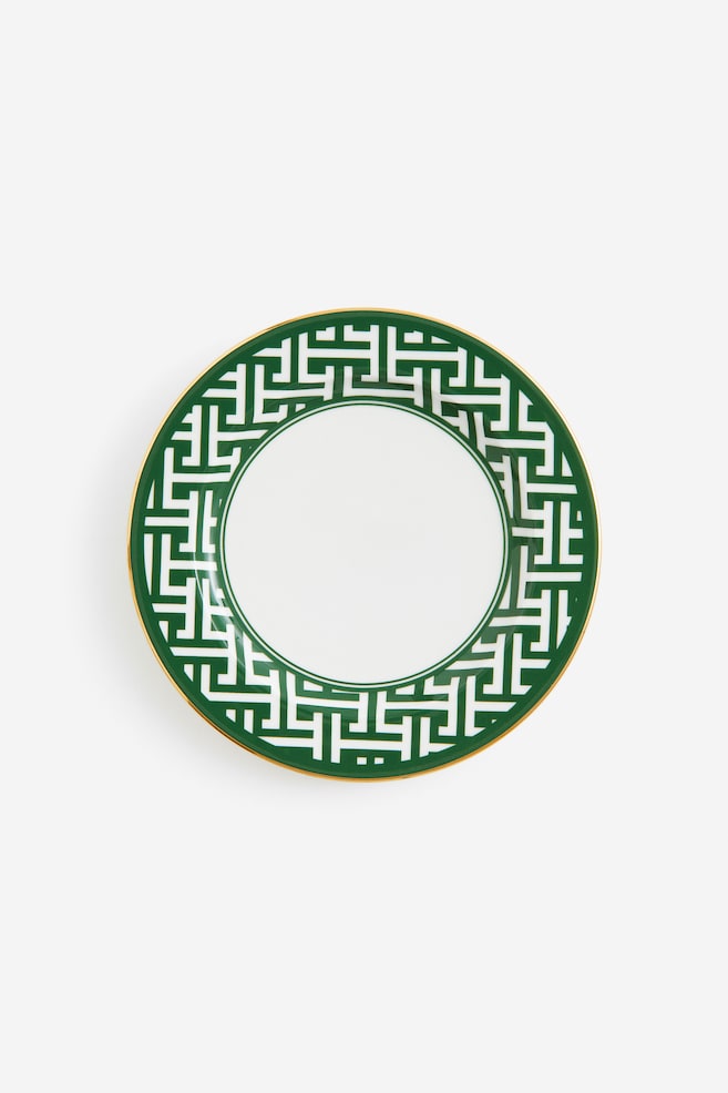 Small porcelain plate - Green/Patterned/White/Black/Black/Patterned - 1