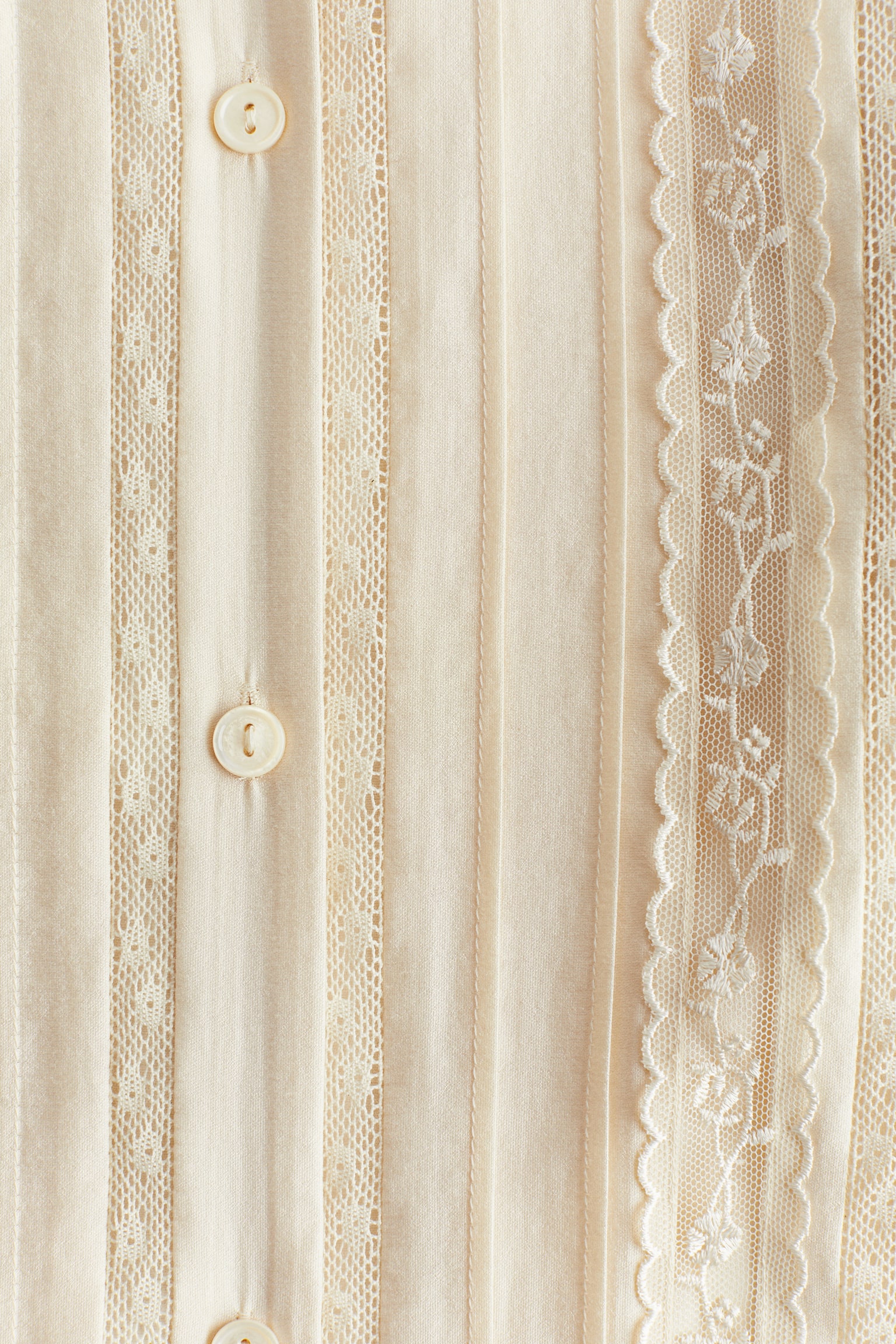 Lace-inset shirt - Cream - 3