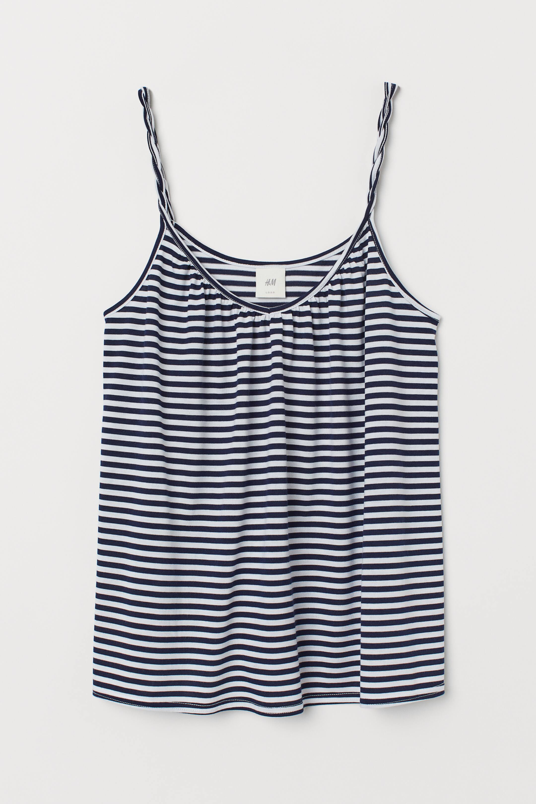 Größeres Bild ansehen: Top mit Kordelträgern - Dunkelblau/Weiß gestreift - Ladies | H&M DE 1