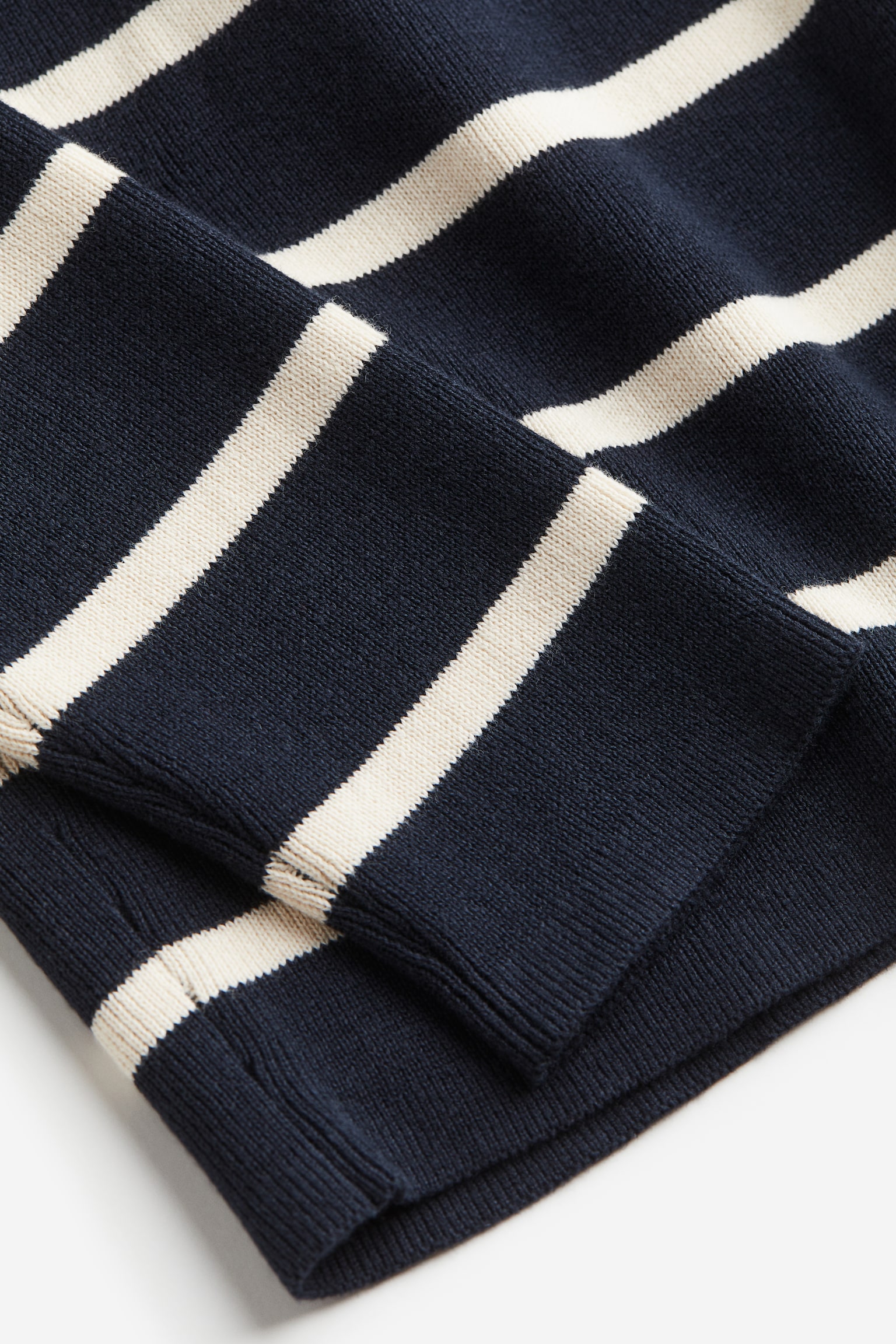 Fine-knit cotton jumper - Navy blue/Striped - 2