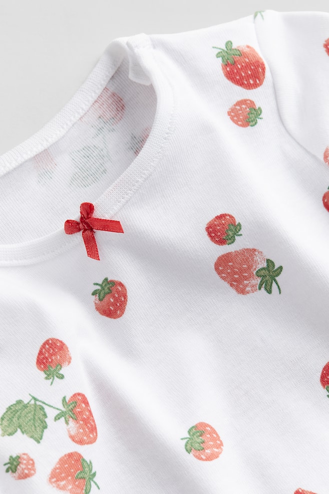Printed cotton pyjamas - White/Strawberries/White/Animals/White/Pandas/White/Vehicles/dc/dc/dc/dc - 2