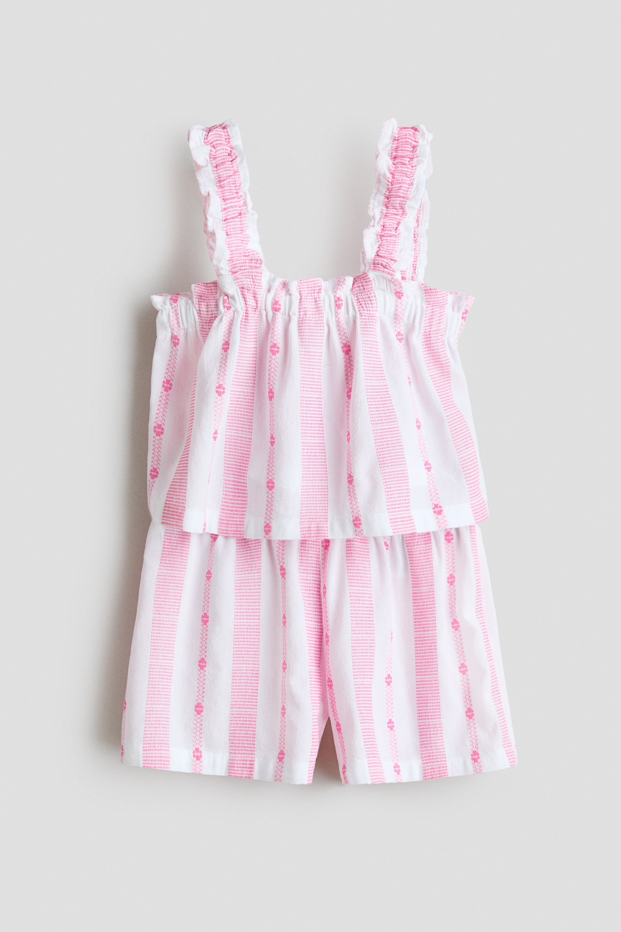 View larger image: 2-piece top and shorts set - Light pink/White striped - Kids | H&M 1