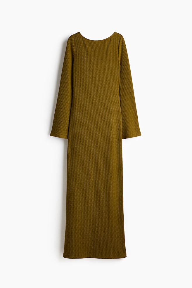 Textured-Knit Maxi Dress - Olive green/Brown - 1
