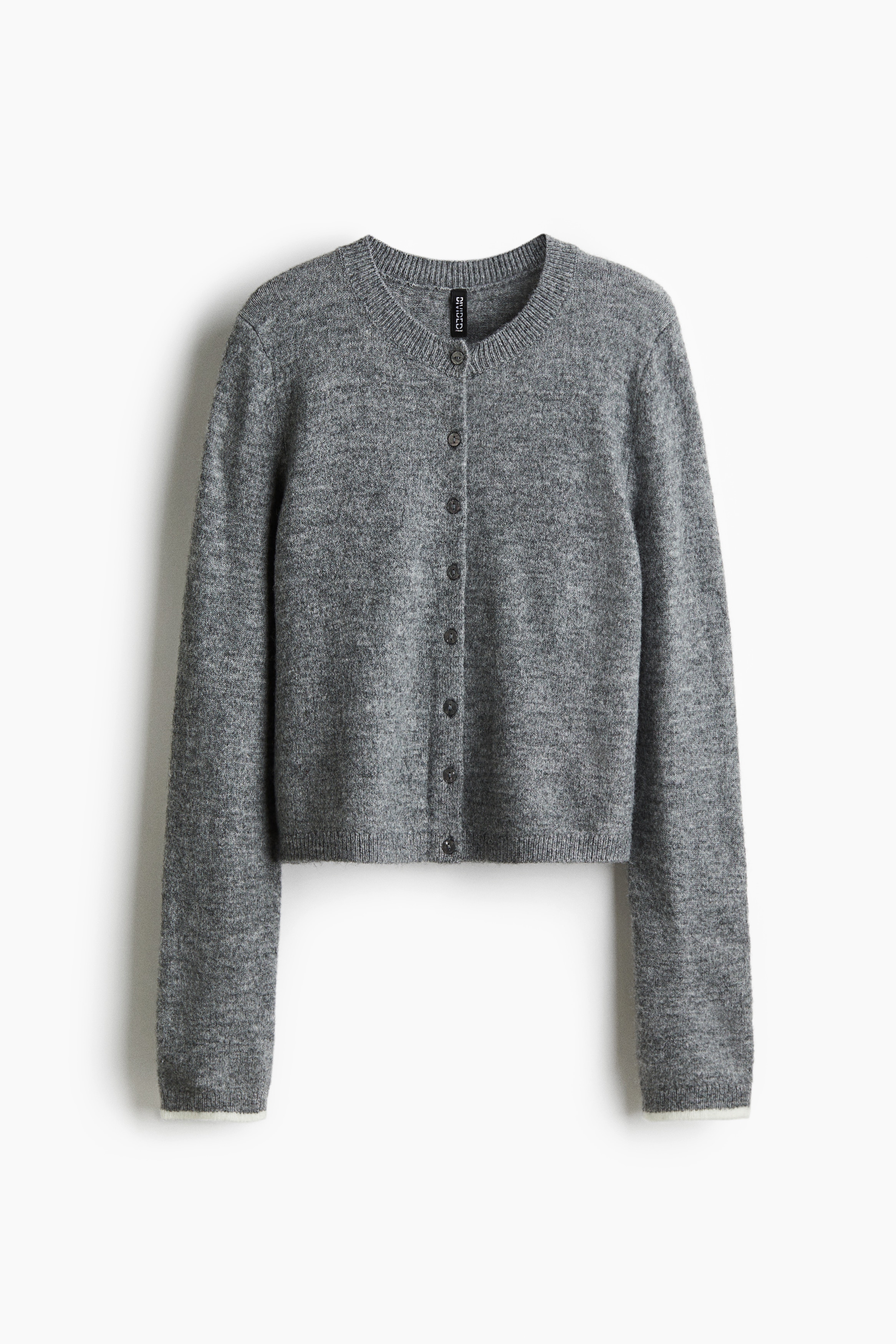 Finstickad kofta - Mörkgråmelerad/Svart/Vit/Randig/Gråmelerad/Vit/Rosa/Vinröd