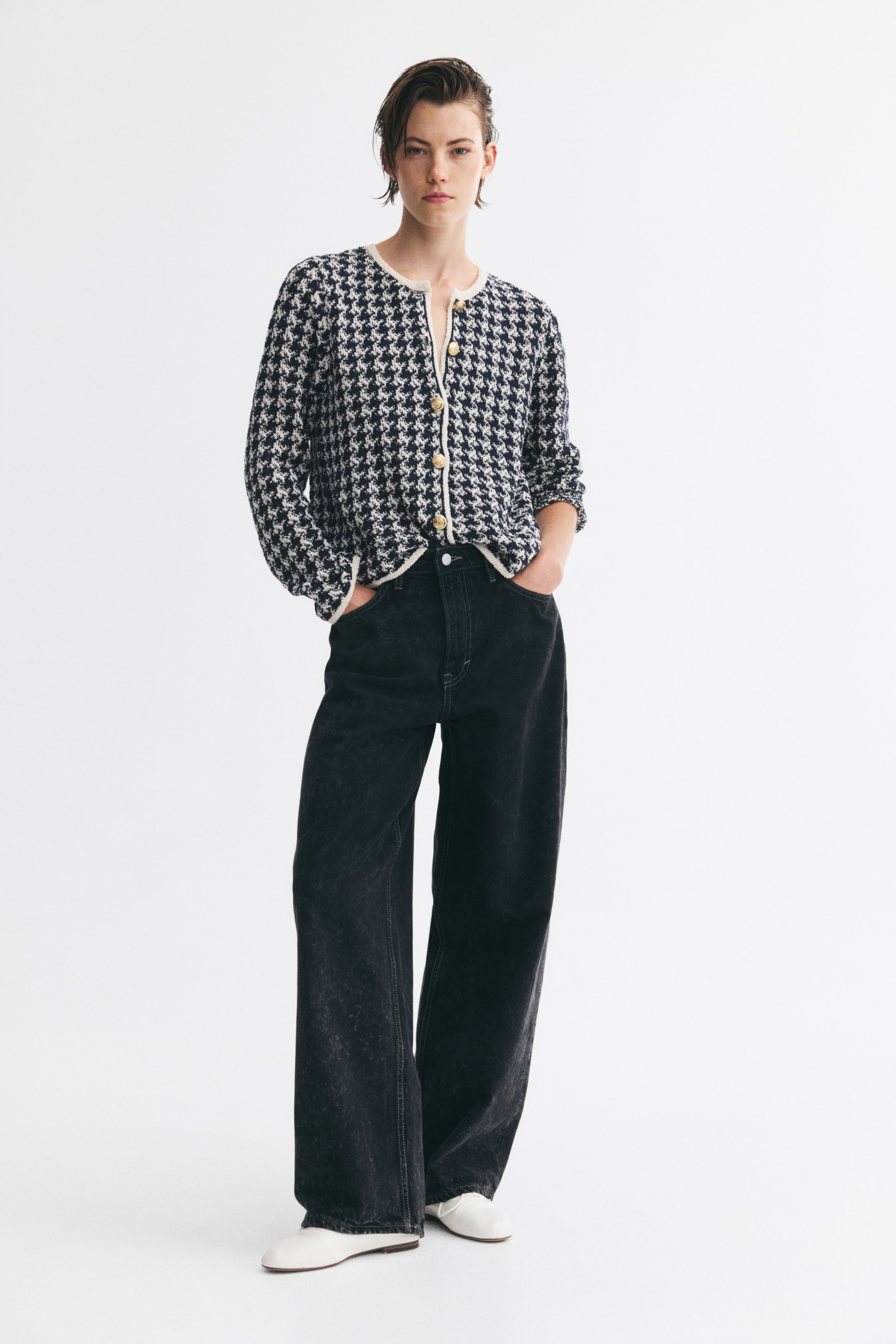 Jacquard-Knit Cardigan
