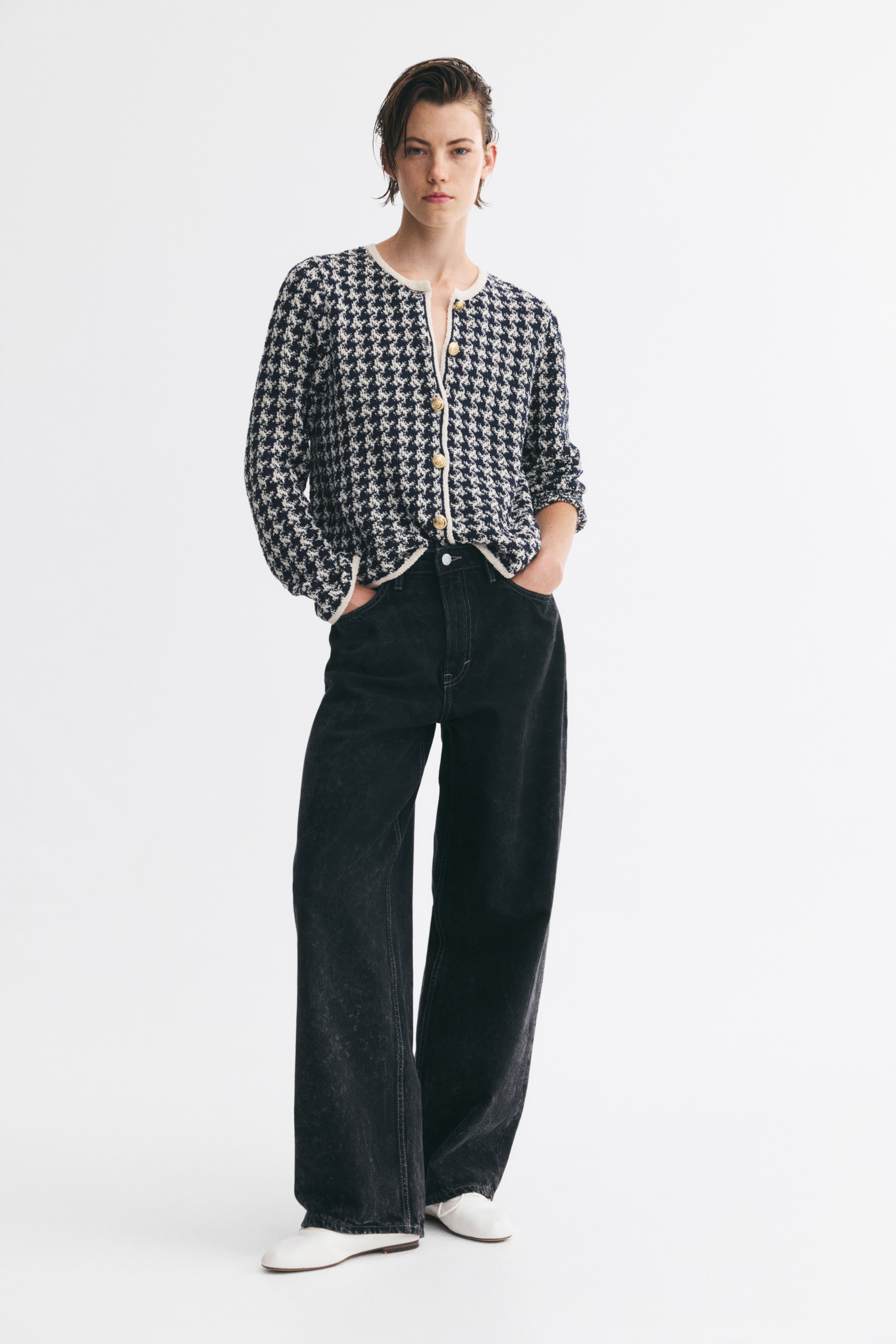 Jacquard-Knit Cardigan