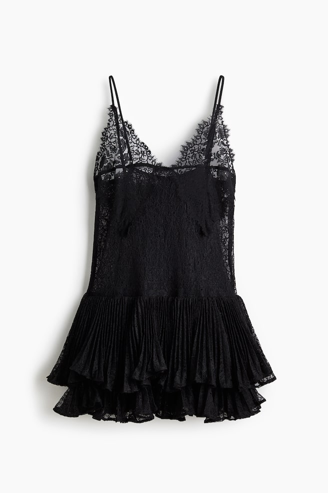 Strappy jurk van kant - Zwart - 1