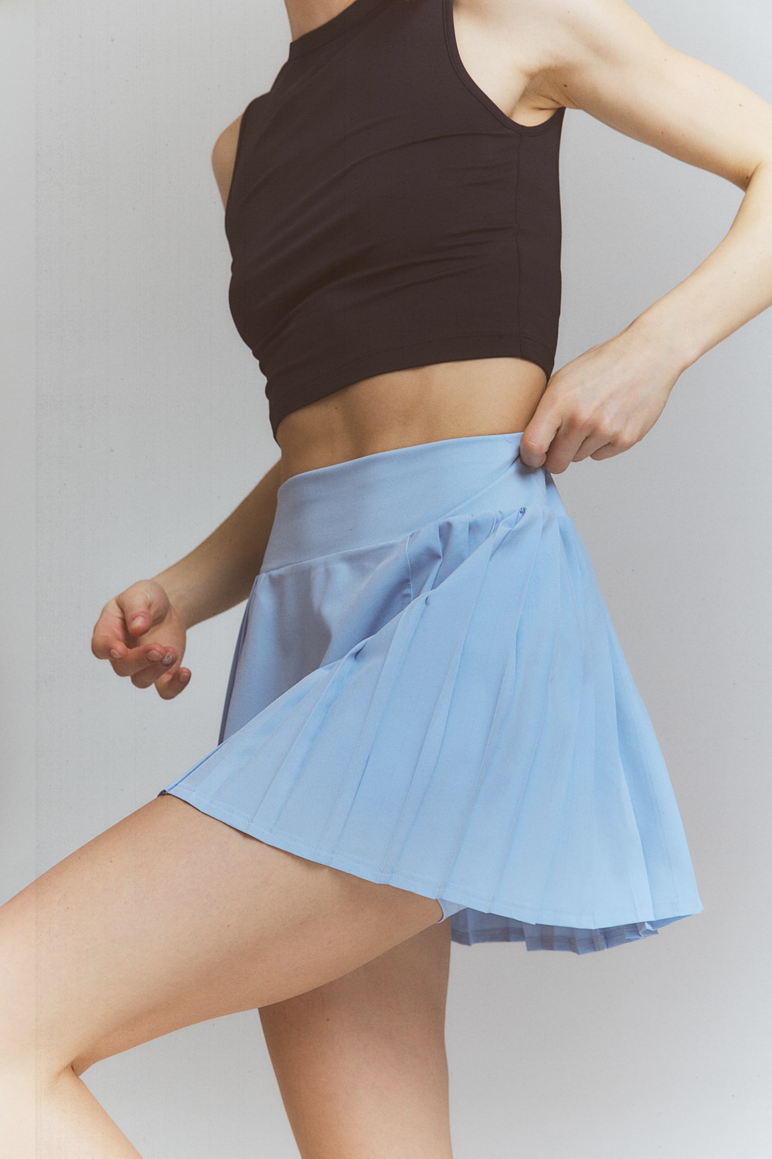 Pleated Tennis Skirt In DryMove™ - Light blue/White/Dark grey/Black - 7