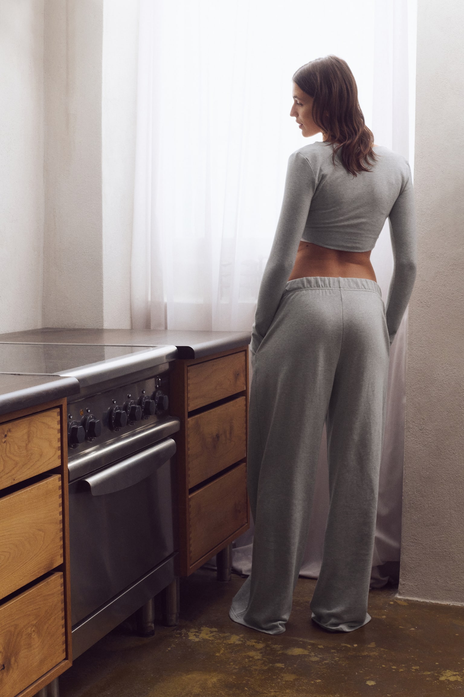 Sports sweatpants with DryMove™ - Grey marl/Warm brown - 5