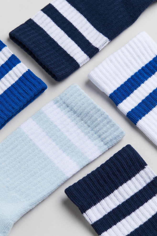 5-pack ribbed socks - Dark blue/Bright blue/Black/White/White/Black - 2