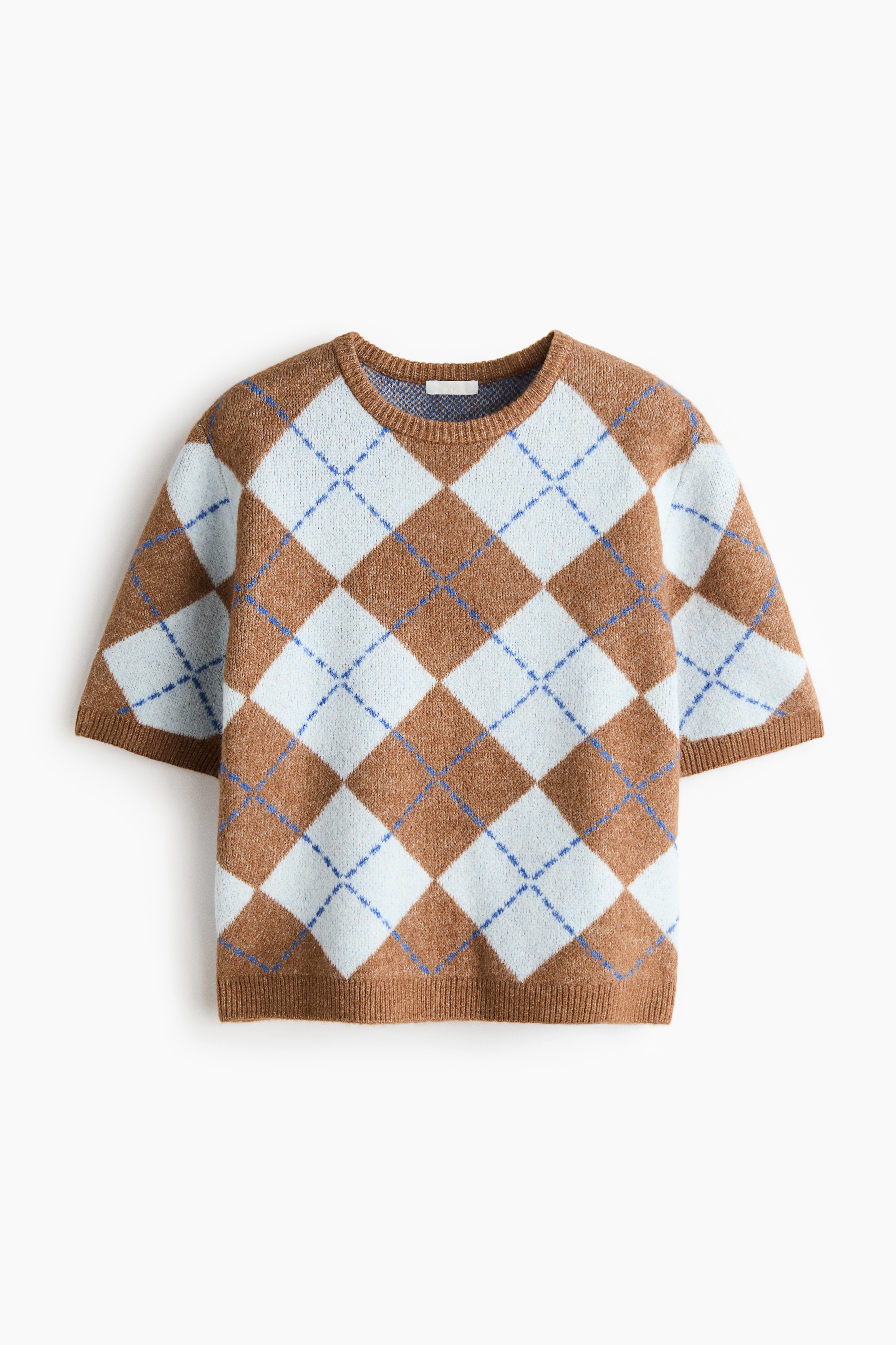 Short Sleeve Jacquard Knit Sweater