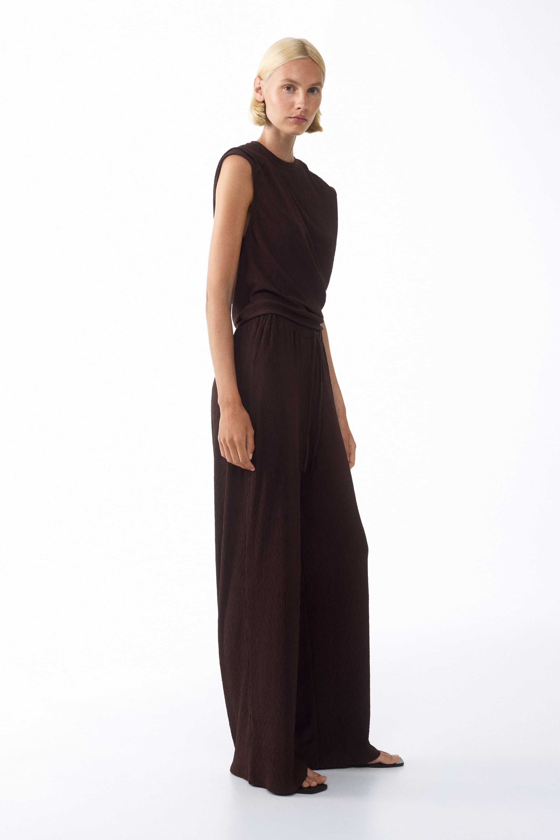 Pantalon froissé avec cordons de serrage