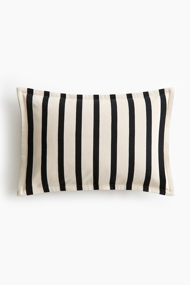 Patterned canvas cushion cover - Black/Striped/Beige/Striped/Dark brown/Striped - 1