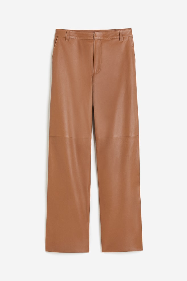 Straight leather trousers - Brown - 2