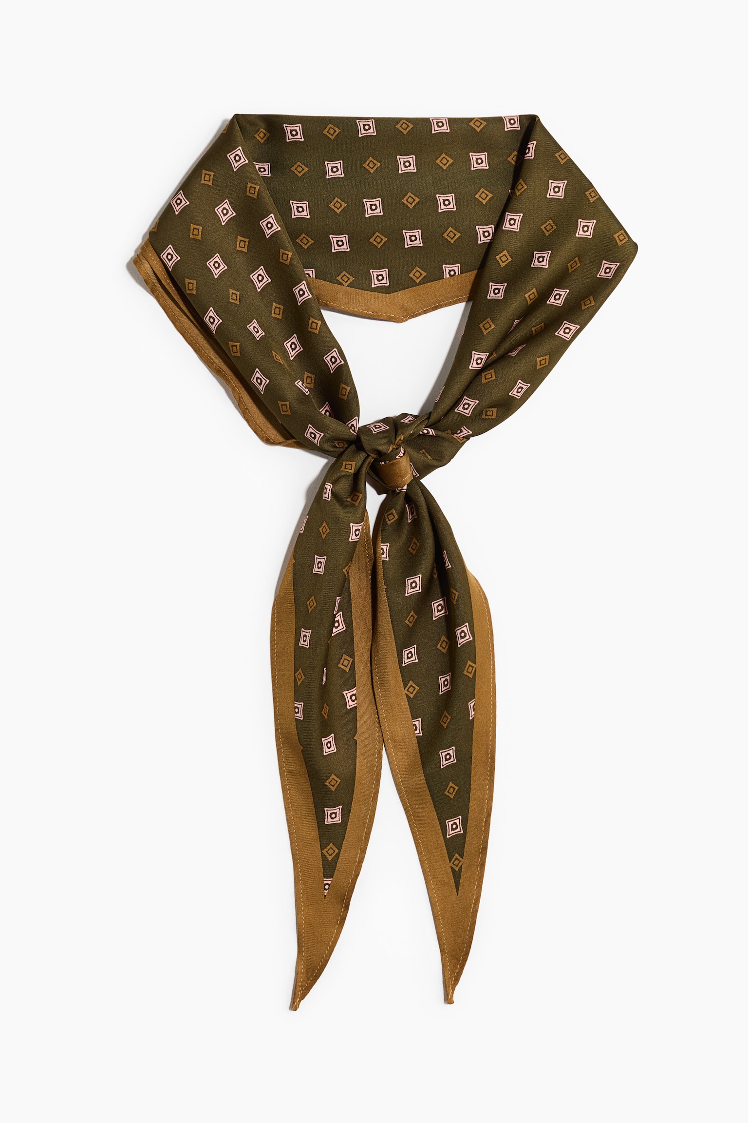Neck scarf - Dark khaki green/Patterned