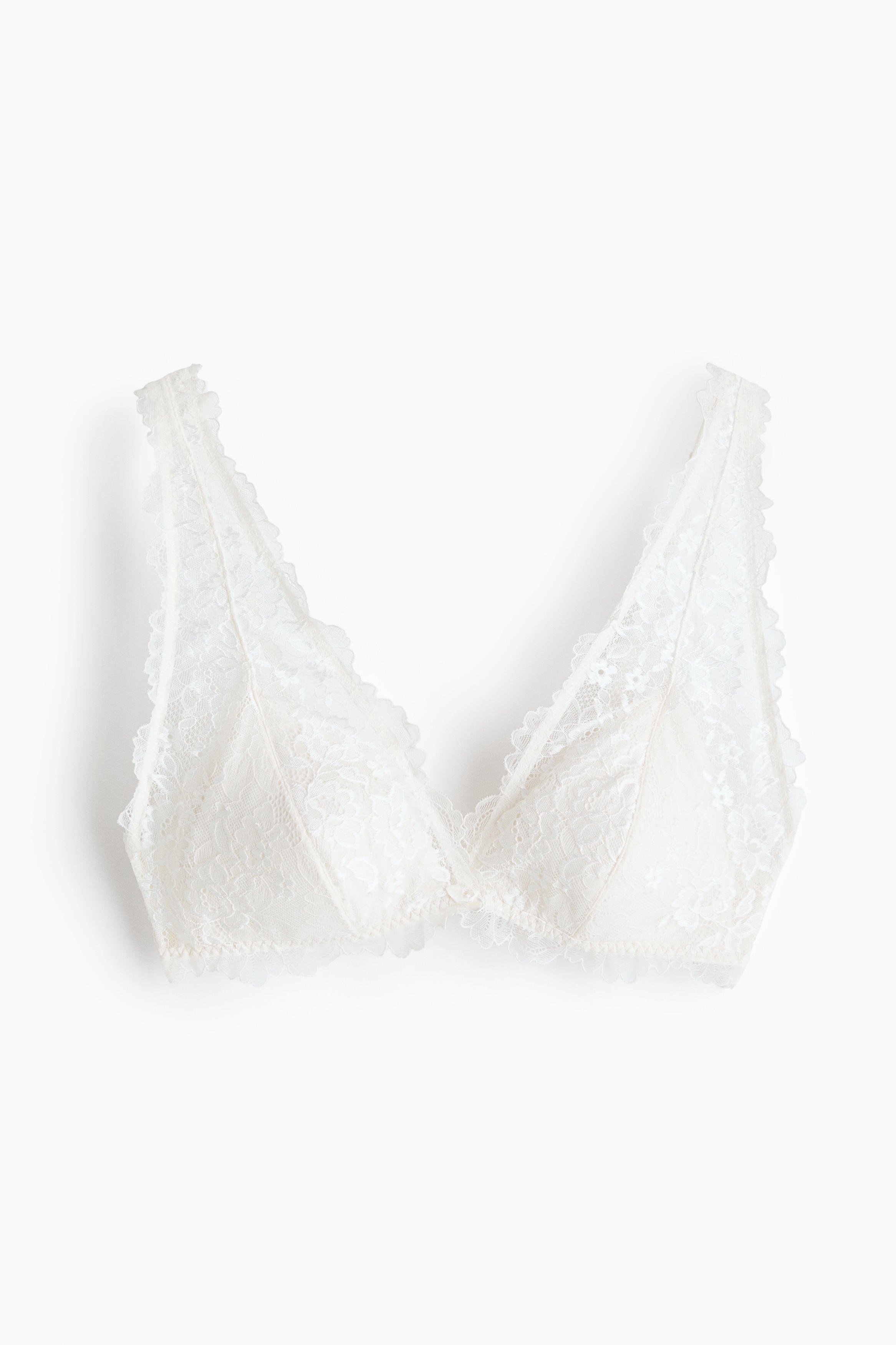 Padded soft-bh van kant - Roomwit/Zwart/Lichtturkoois
