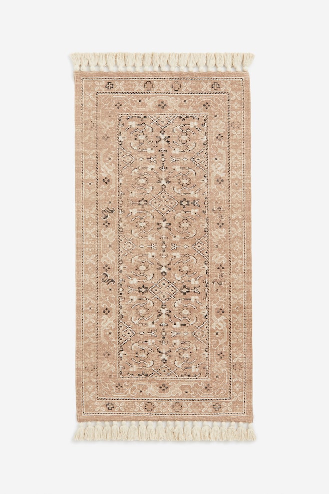 Fringed patterned rug - Light pink/Patterned - 1