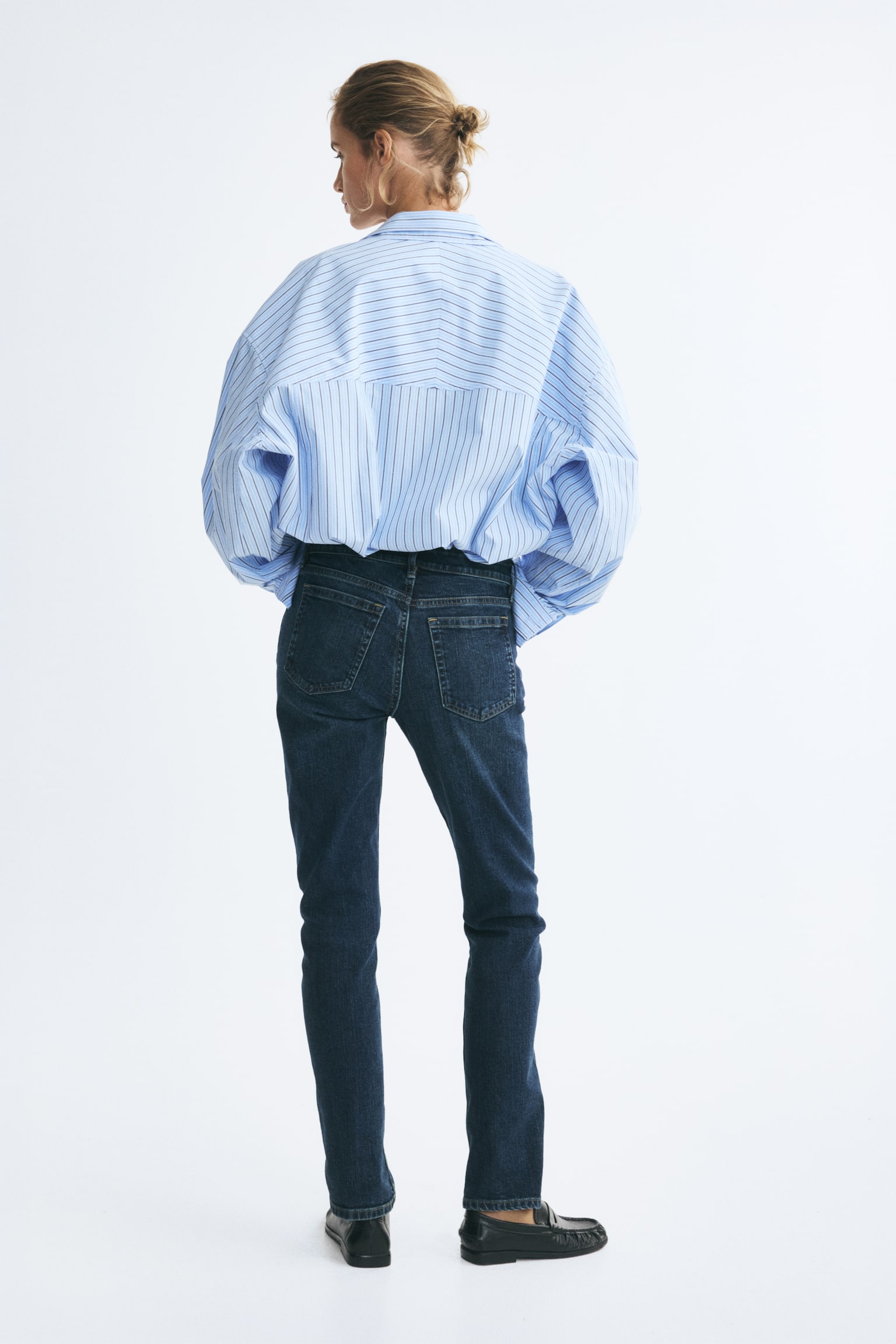 Женские джинсы H&M Skinny Regular-Waist, цвет: Тёмный джинсовый синий — фото 5