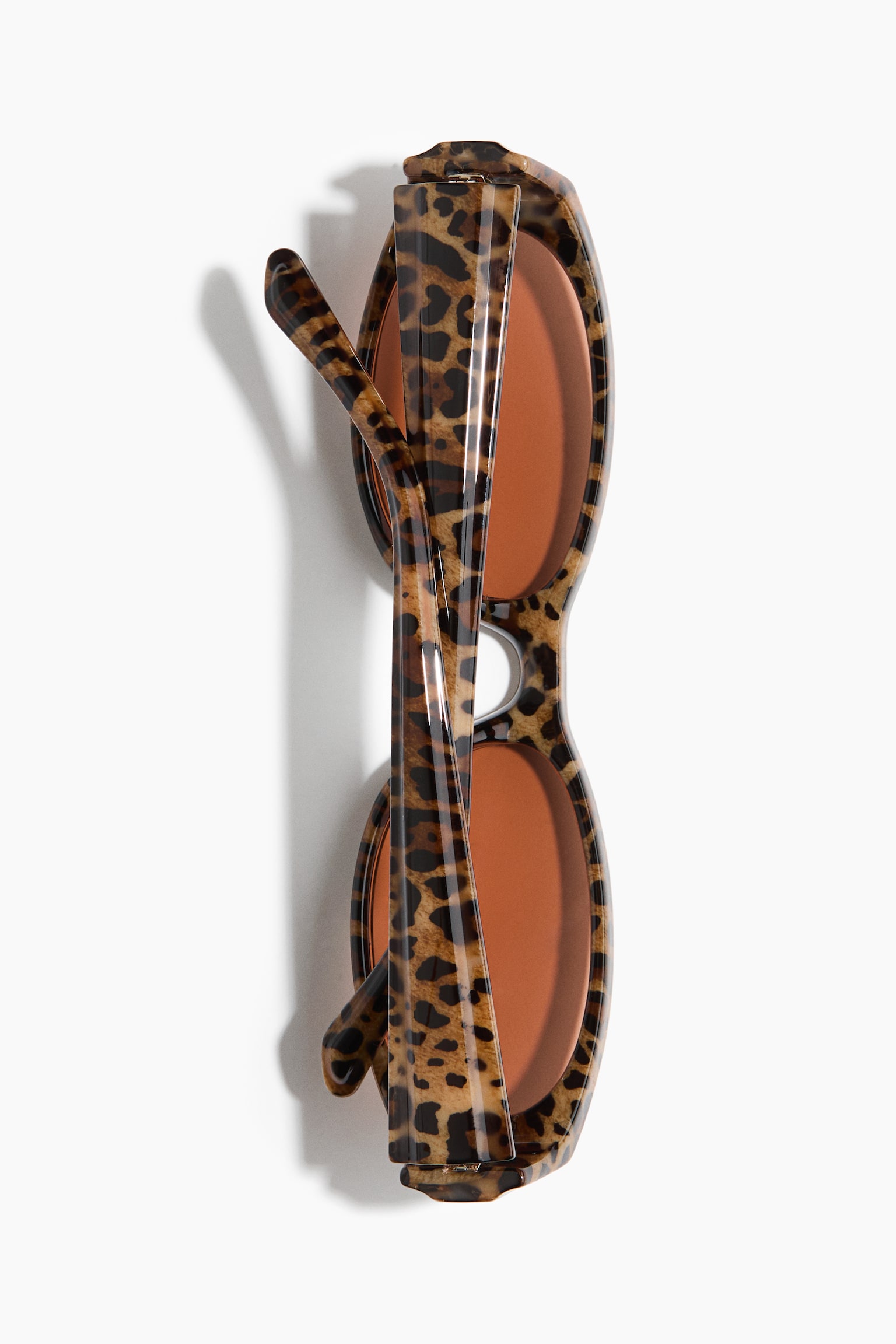 Женские солнцезащитные очки H&M Rectangular Sunglasses, цвет: Бежевый / Леопардовый с принтом — фото 3
