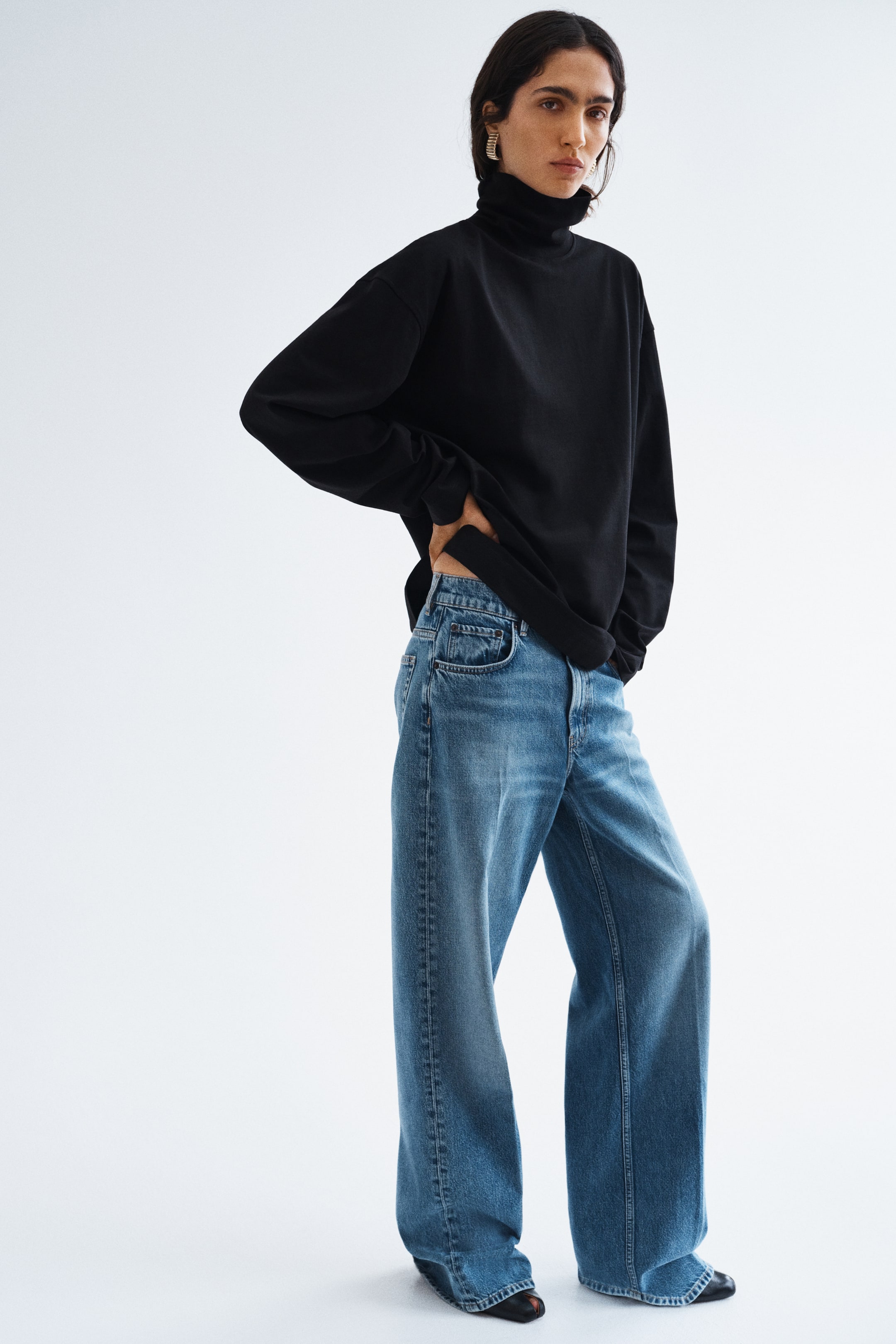Mock Turtleneck Cotton Shirt