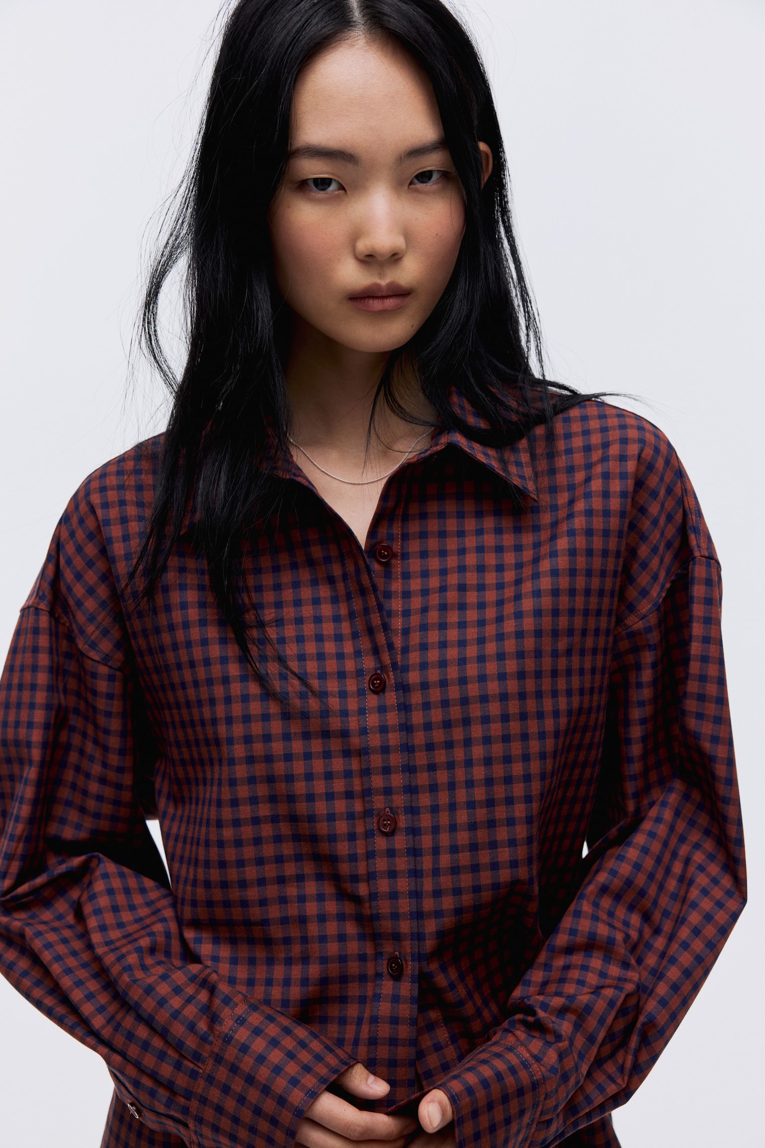 Pleated shirt - Red/Gingham check - 7