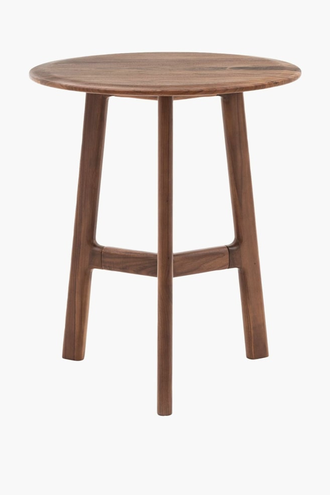 Wooden Round Side Table - Dark Wood - 1