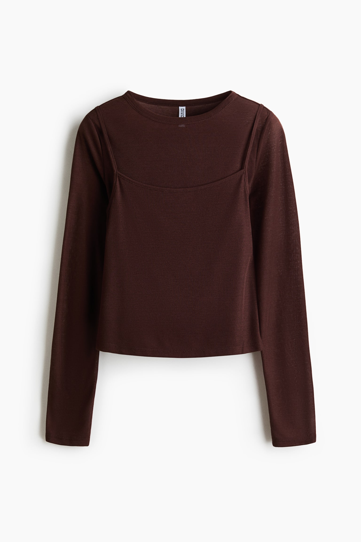 Layered Top - Dark brown/Khaki green/Black/Cream