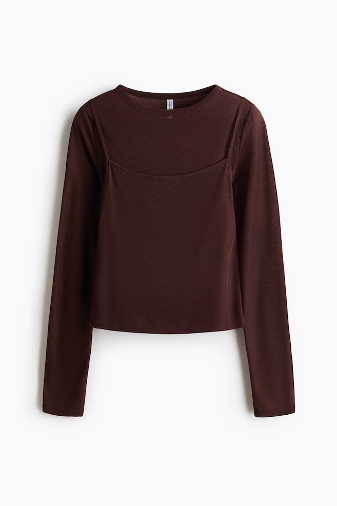 Layered Top - Dark brown/Khaki green/Cream/Black - 1