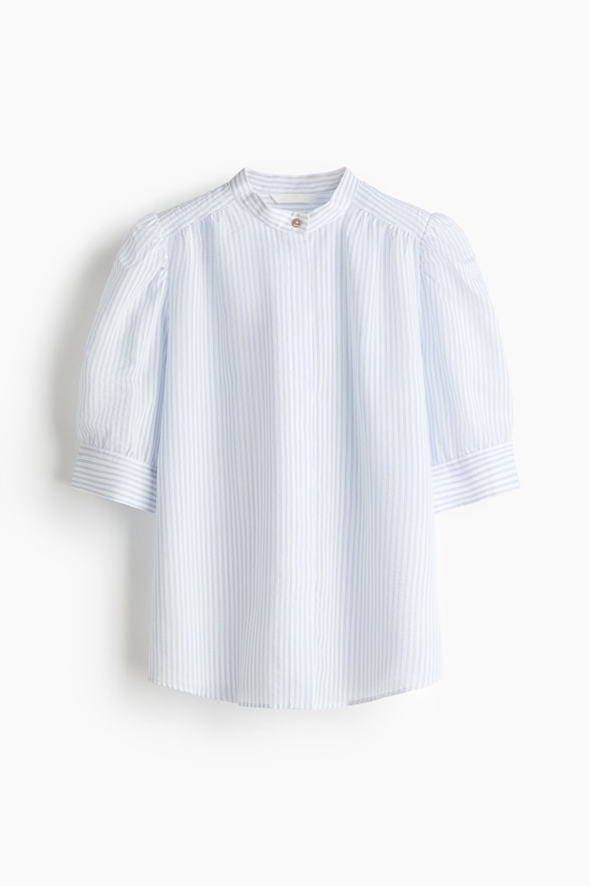 Puff-Sleeved Blouse - Blue/striped/Cream/Cream/polka dot/Light beige - 1