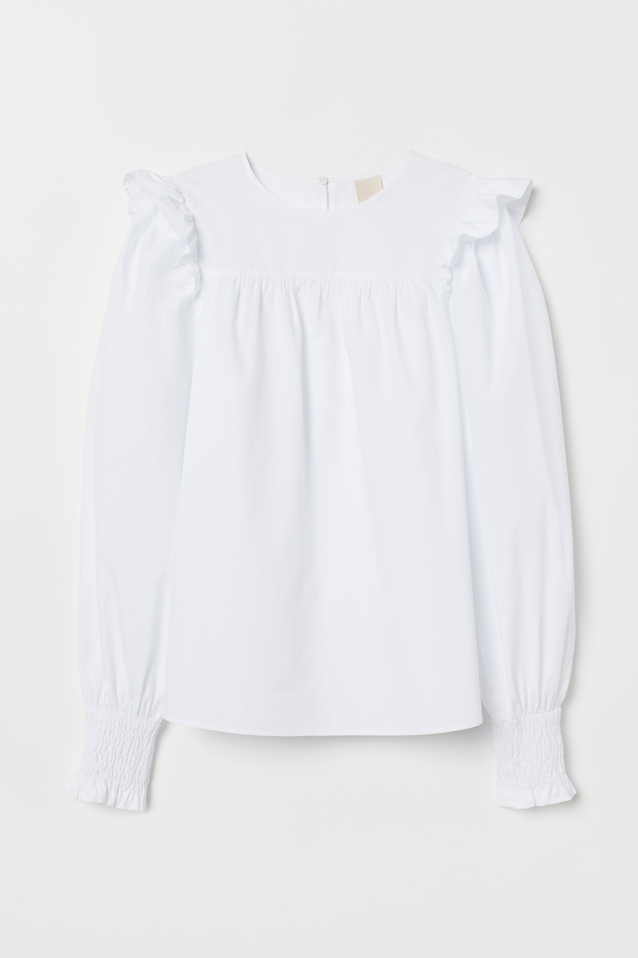 View larger image: Frilled cotton blouse - White - Ladies | H&M GB 1
