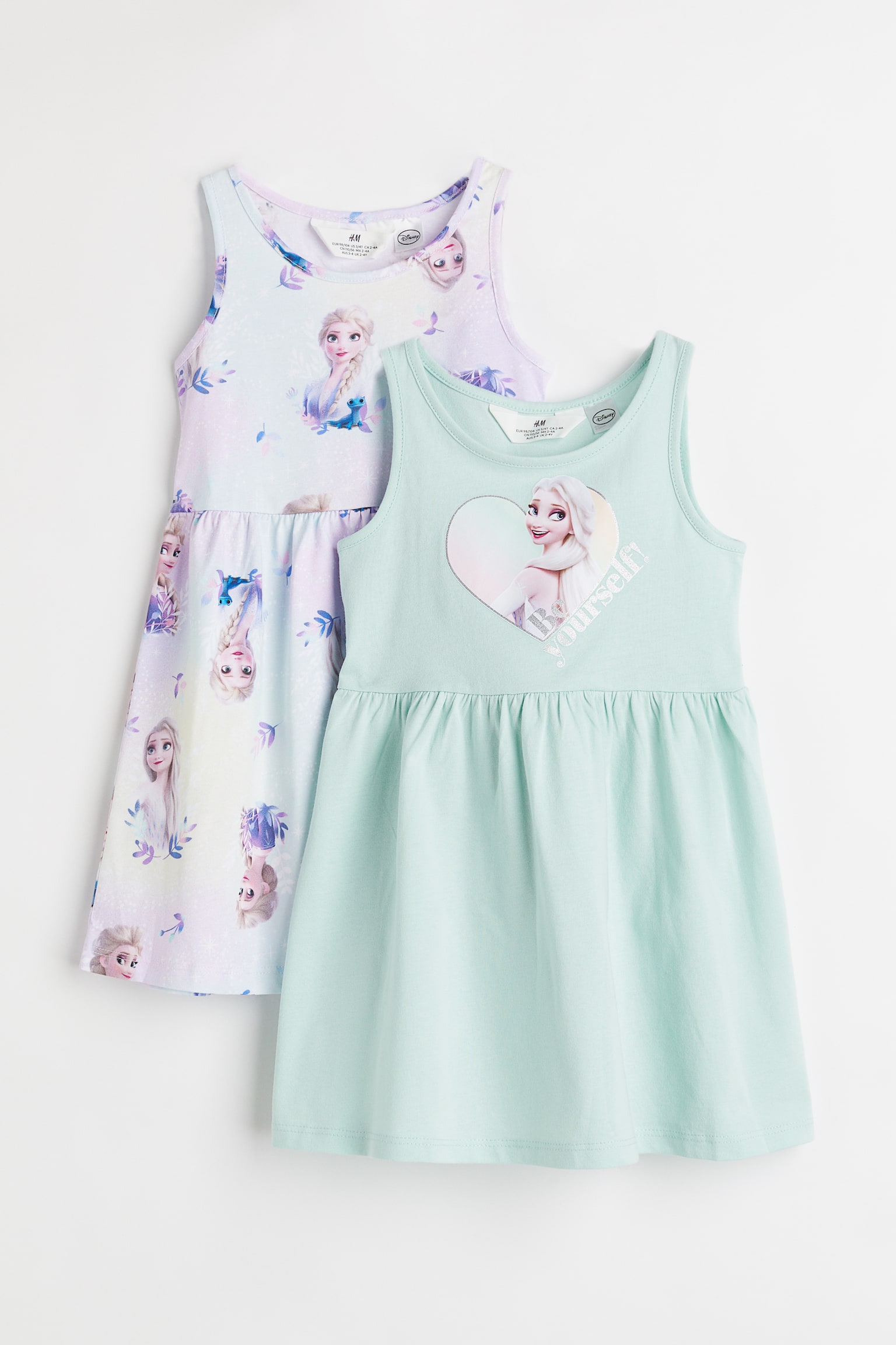 2-pack Print Dresses - Light green/Frozen/Turquoise/Minnie Mouse - 1