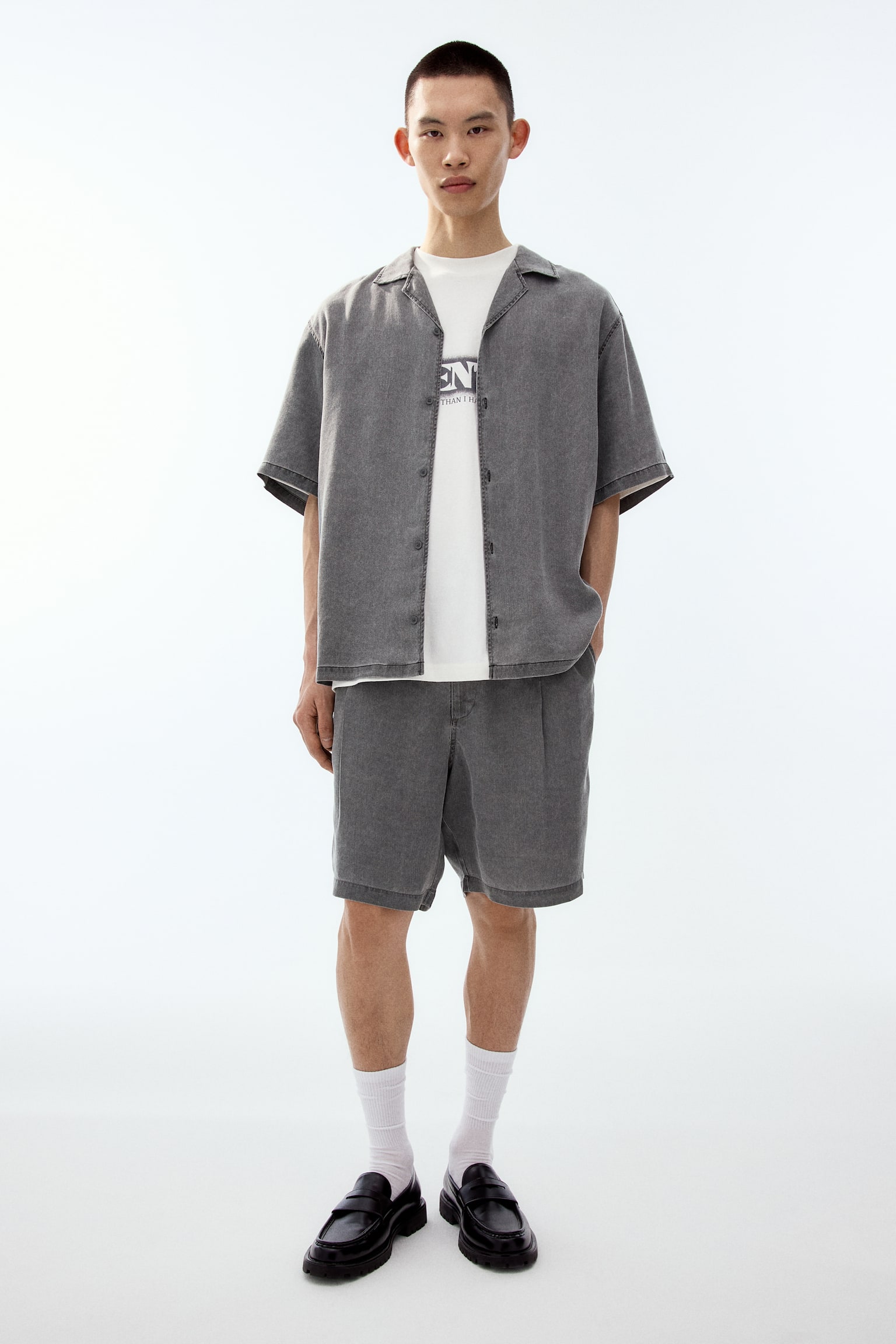 Loose Fit Resort shirt - Denim grey/Dark pink/Light denim blue - 3