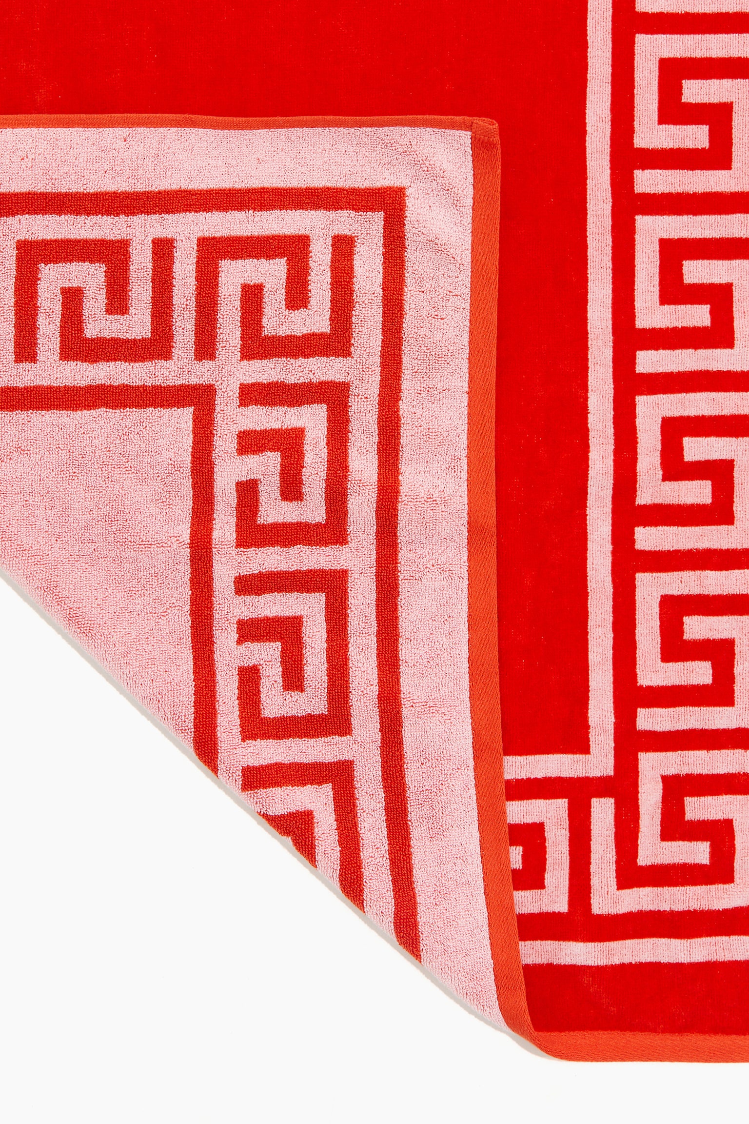 Greek key beach towel - Orange/Pink/Black/White/Yellow/White/Green/White