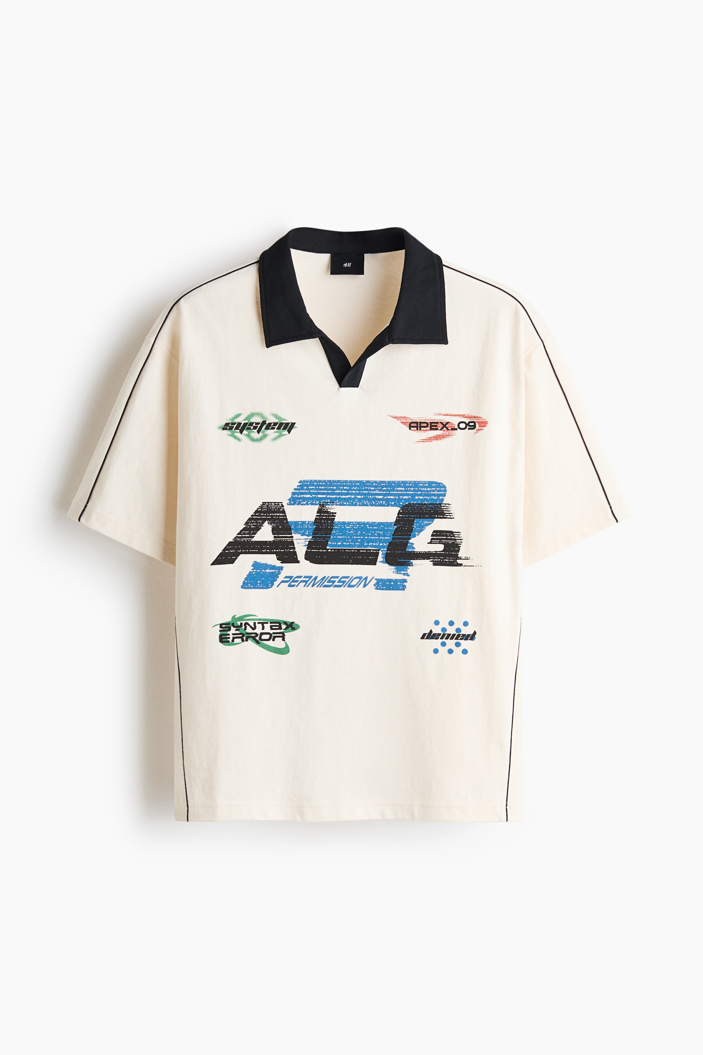Loose-Fit Printed Cotton Polo Shirt - Cream/System/Black/System