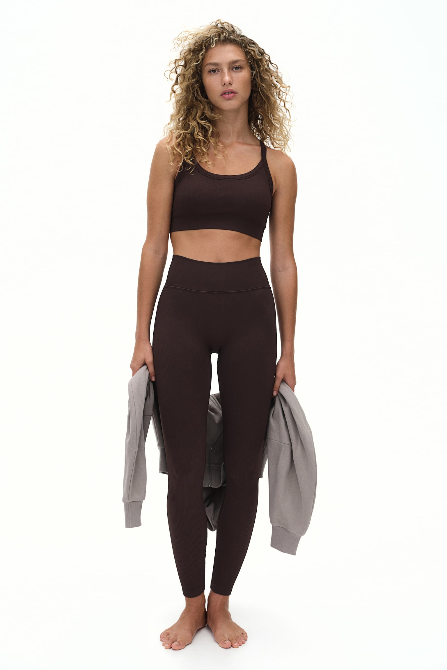 Seamless Sports leggings in DryMove™ - Brown/Black/Dark grey/Beige - 1