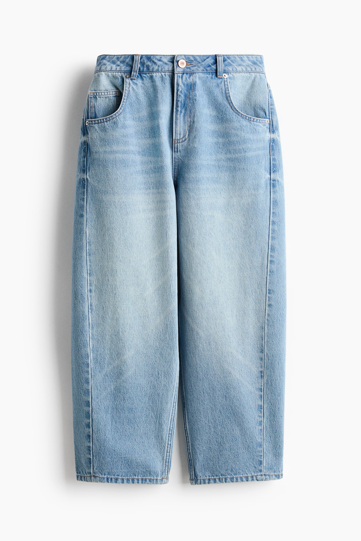 Barrel High Waist Ankle Jeans - כחול ג'ינס בהיר/כחול ג'ינס כהה - 1