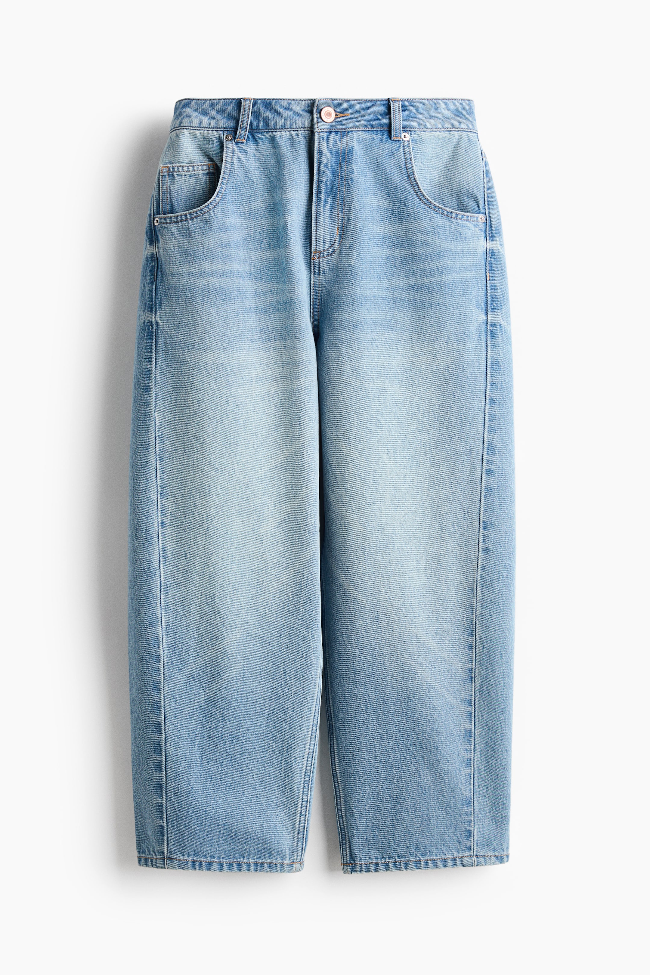 High-Waist Barrel-Leg Ankle Jeans