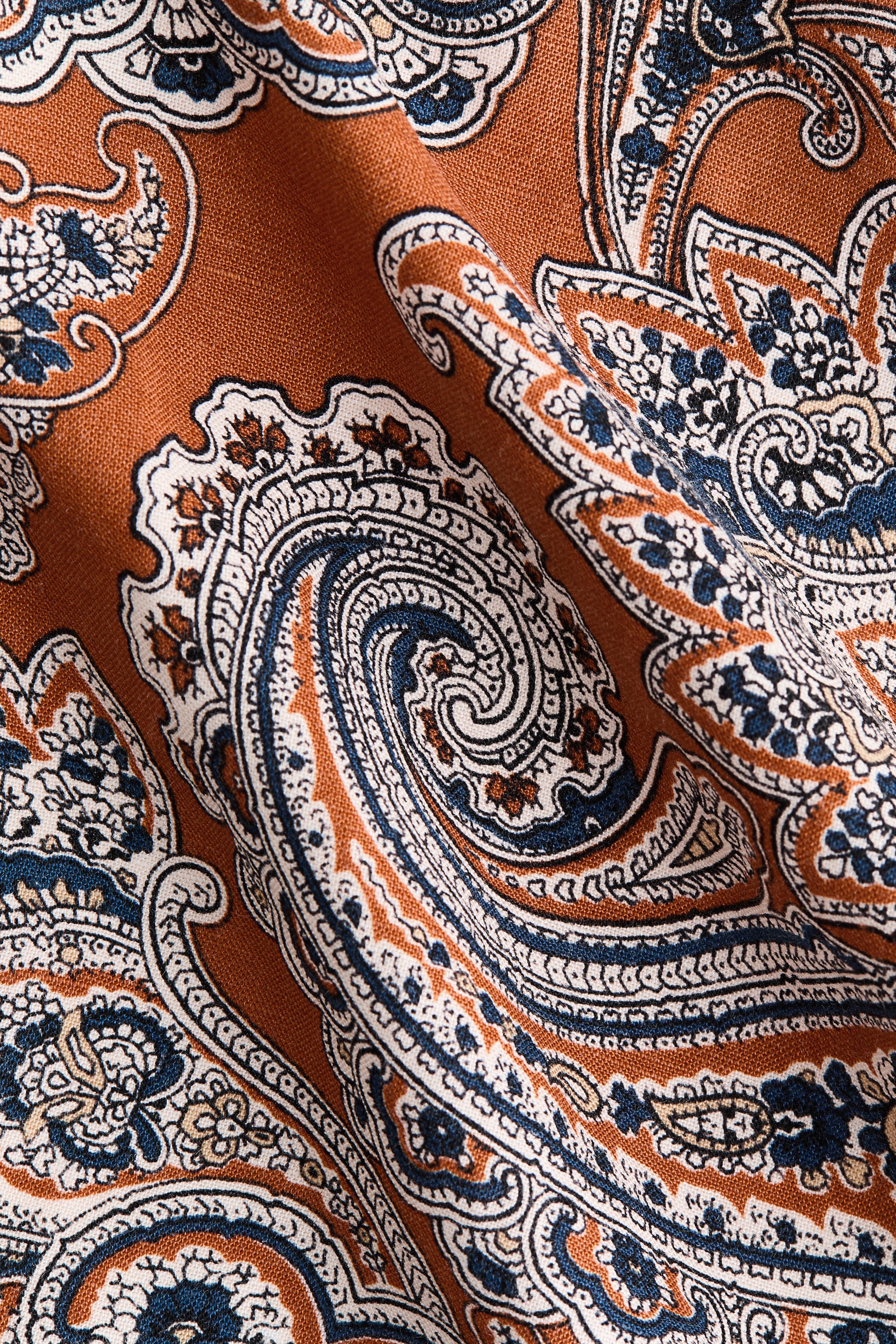 View larger image: Linen-blend tie-back top - Dark orange/Paisley pattern - Ladies | H&M IN 4