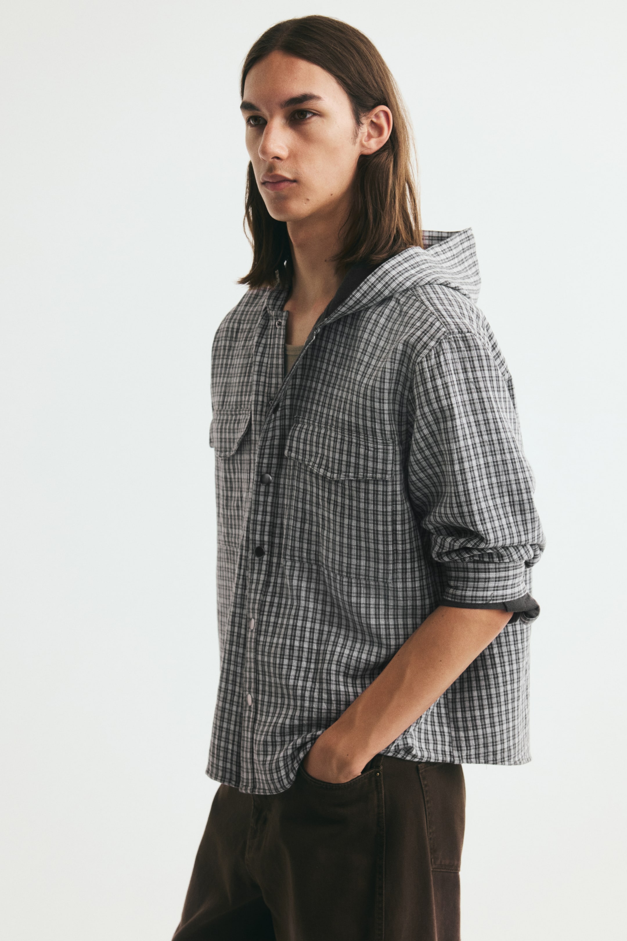 Мужские топы H&M Hooded Cotton Overshirt — фото 6