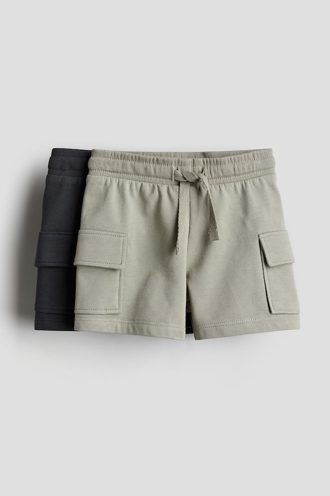 2-pack Cargo Sweatshorts - Dark gray/light khaki green/Navy blue/light beige/Khaki green/black - 1