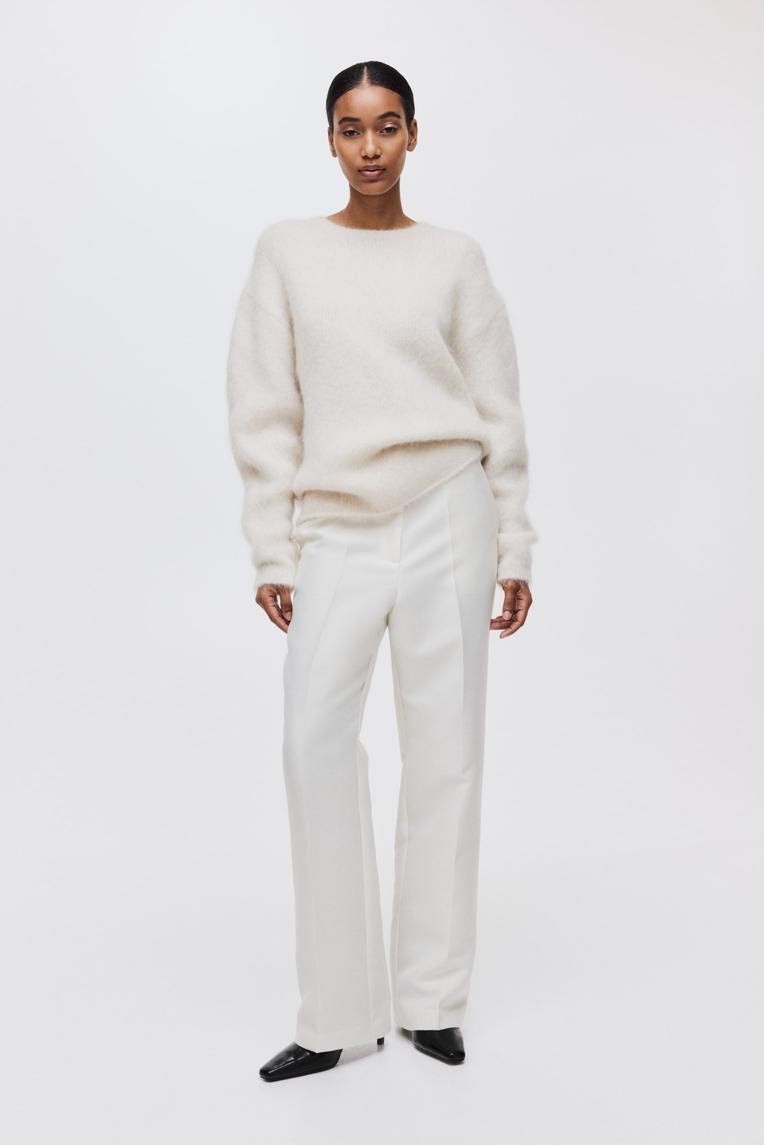 High-Waist Dress Pants - Cream - 3