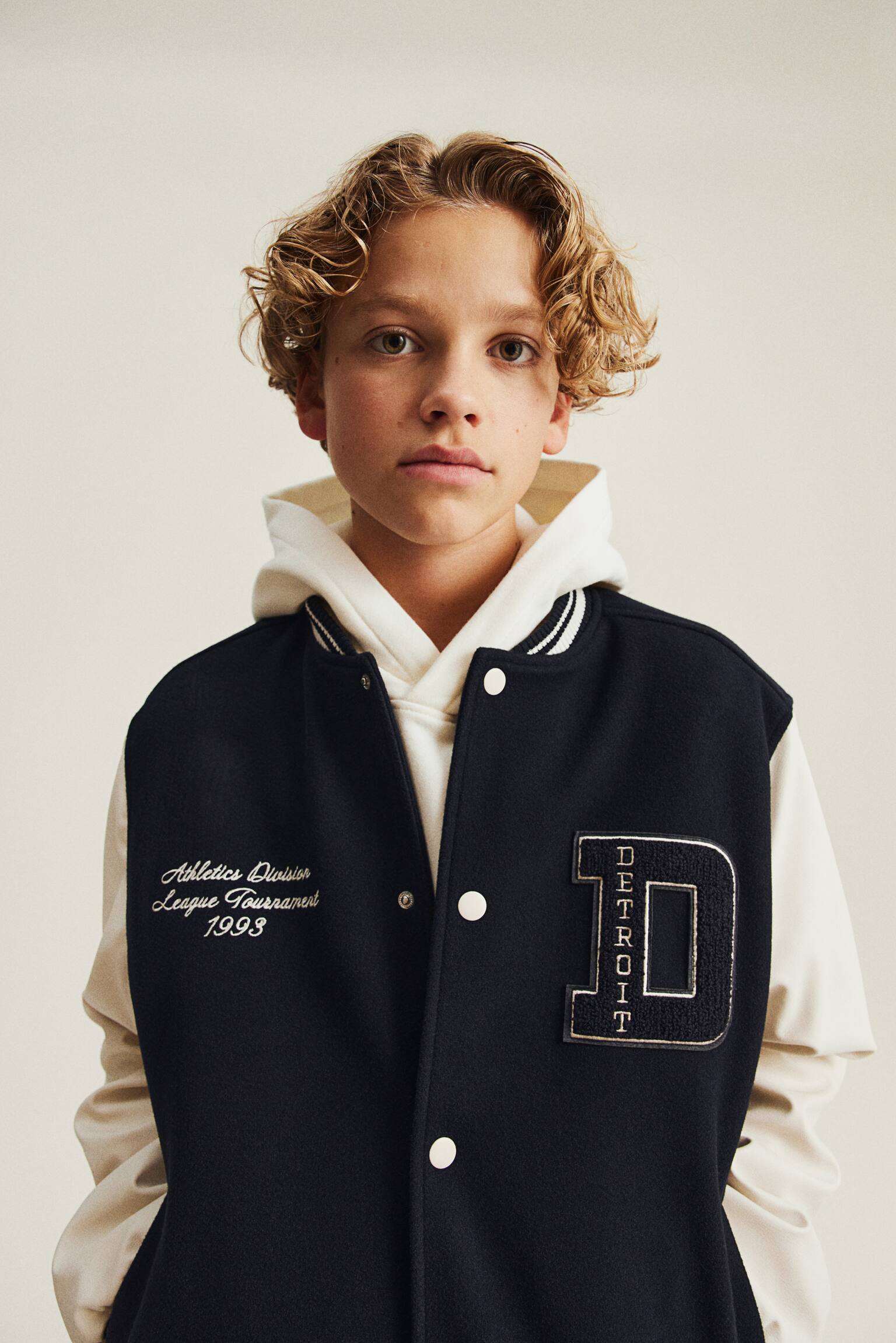 Appliqué Baseball Jacket - Navy blue/Detroit - 2