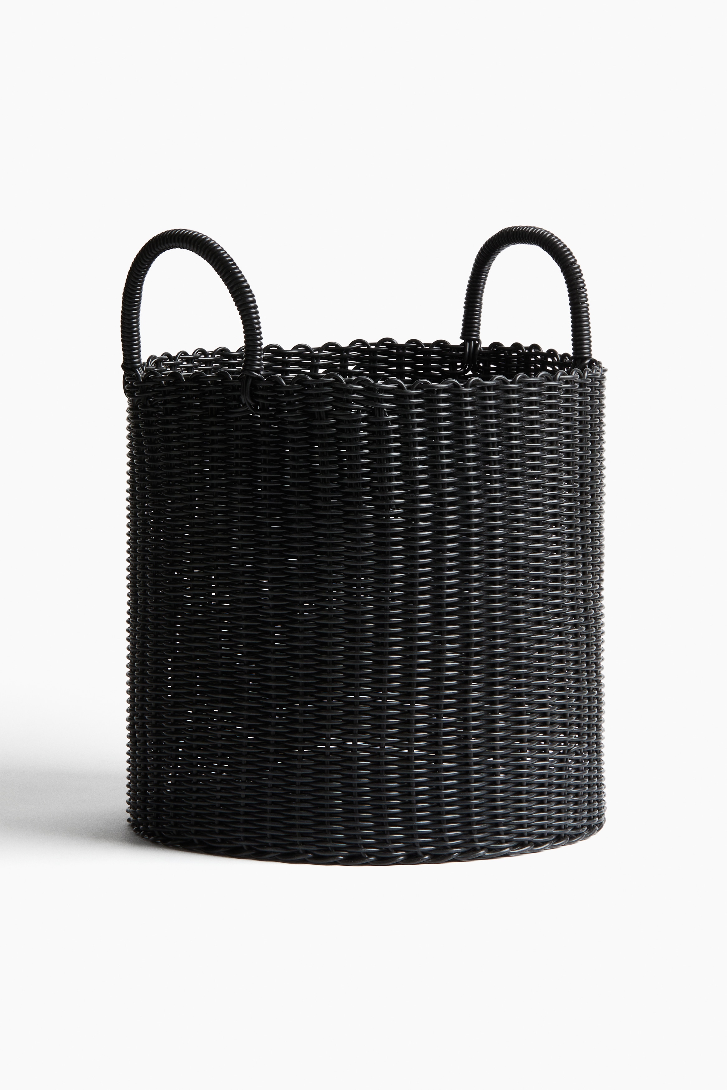 Plastic Storage Basket - Black/Beige