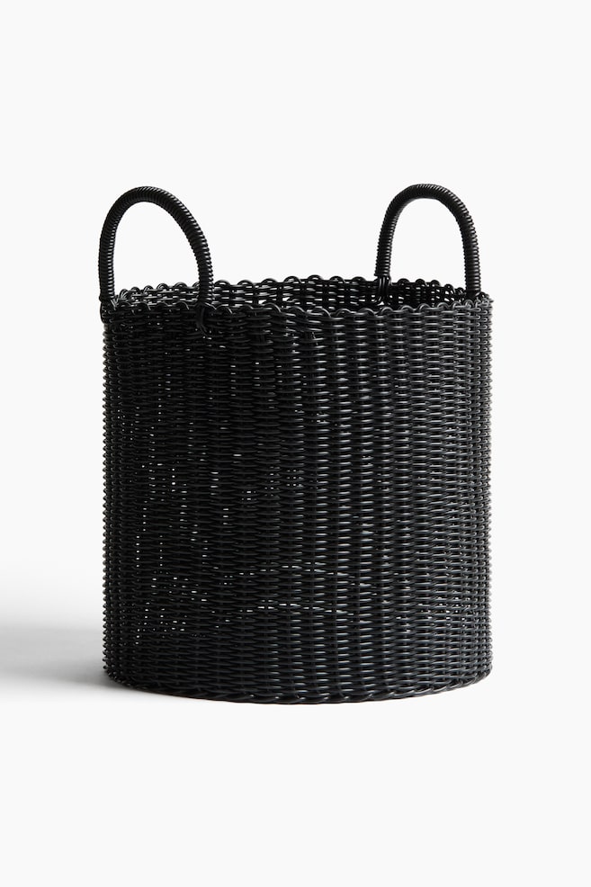 Plastic storage basket - Black/Beige - 1