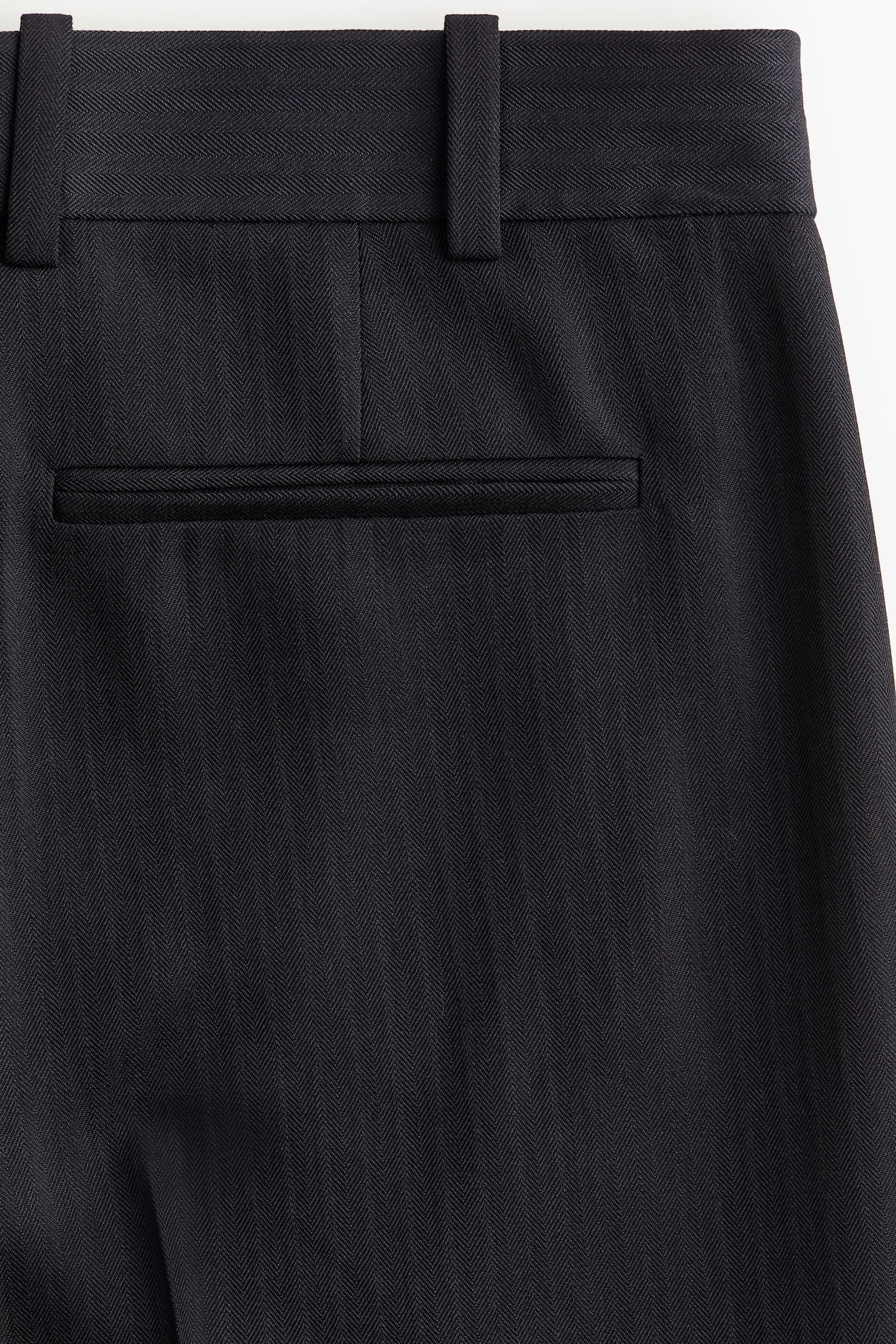 Wool Blend Tailored Pants - Black/Herringbone pattern - 3